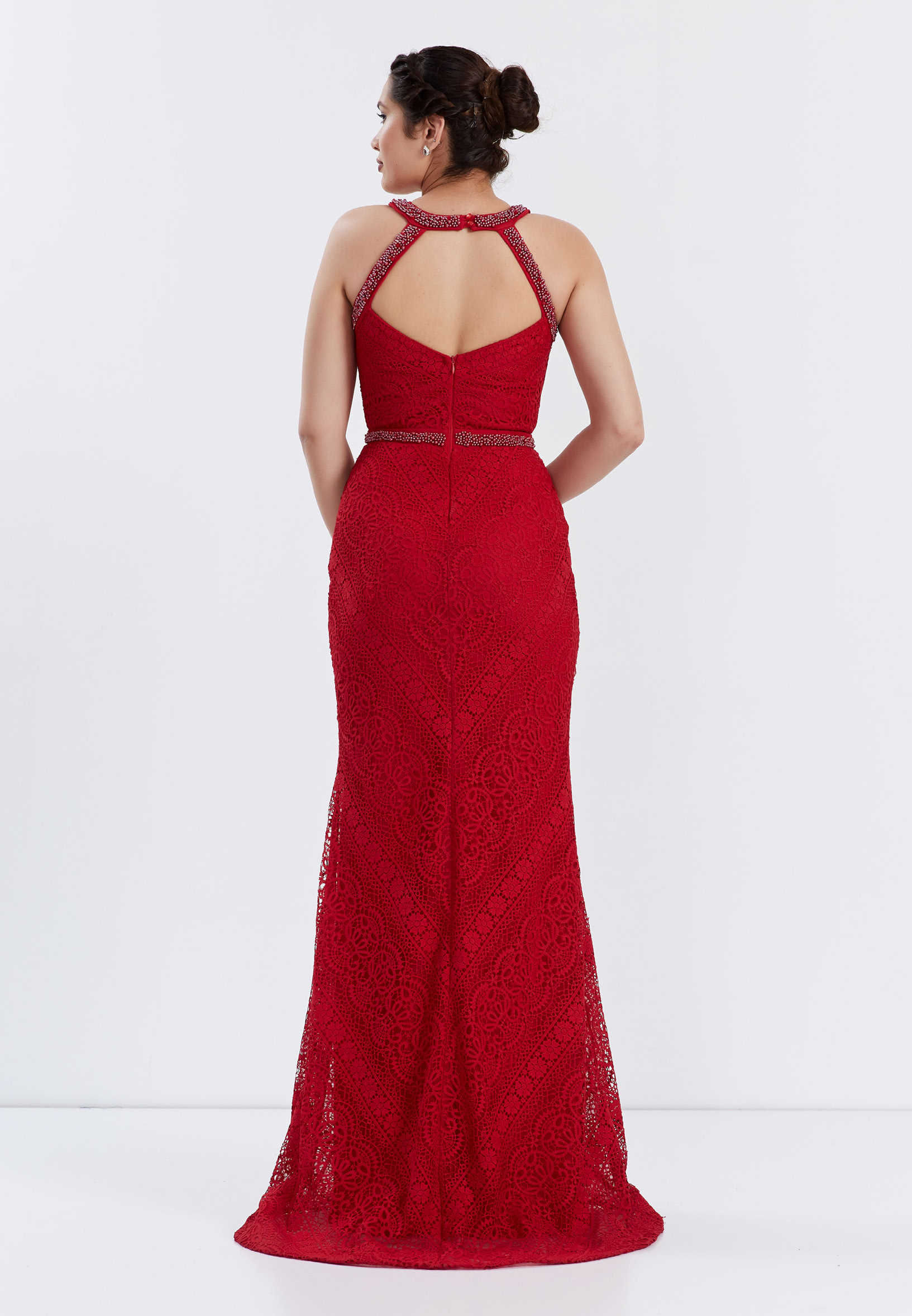 Sleeveless Maxi Lace Mermaid Regular Evening Dress ppl00637 - Image 14