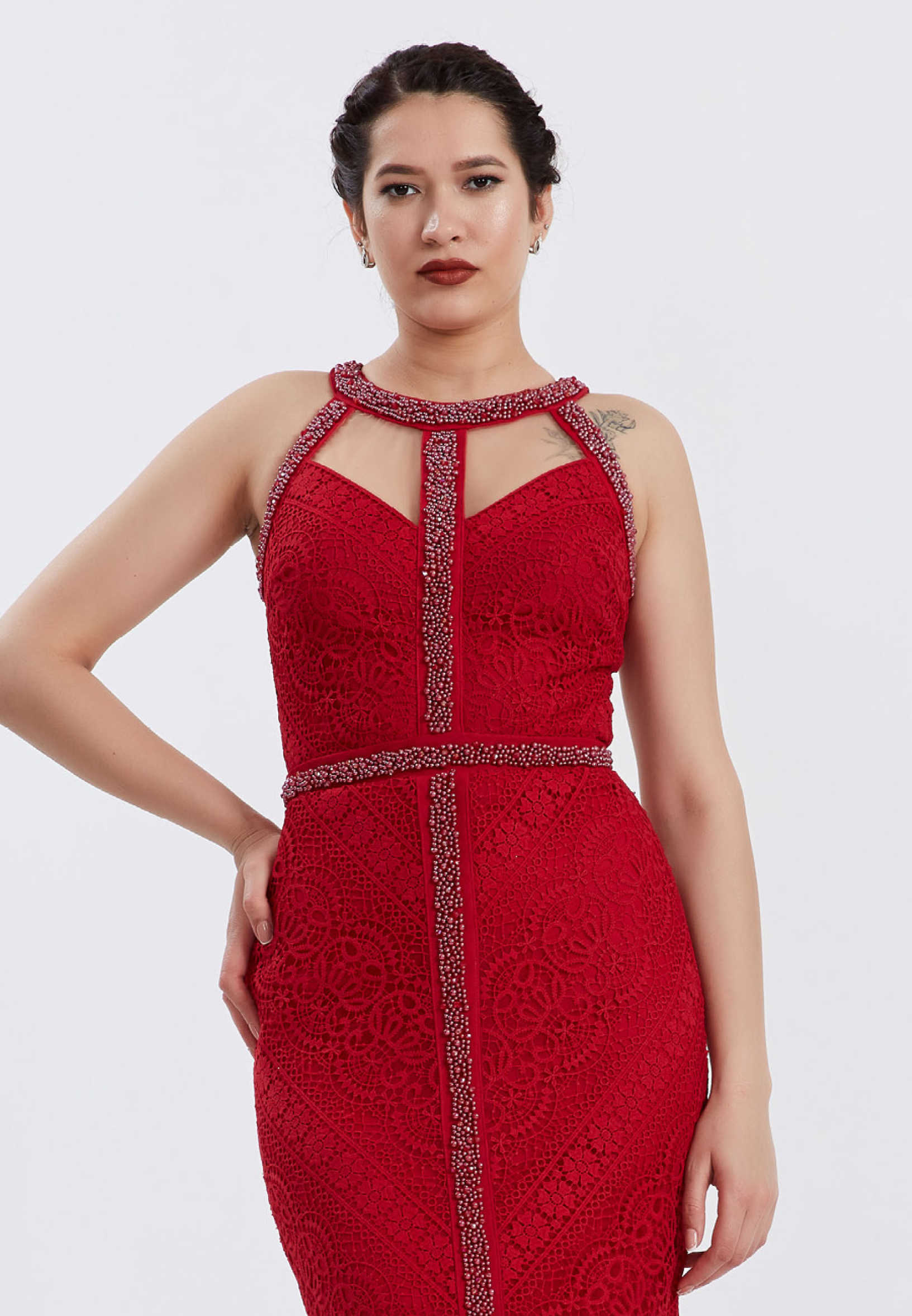 Sleeveless Maxi Lace Mermaid Regular Evening Dress ppl00637 - Image 16