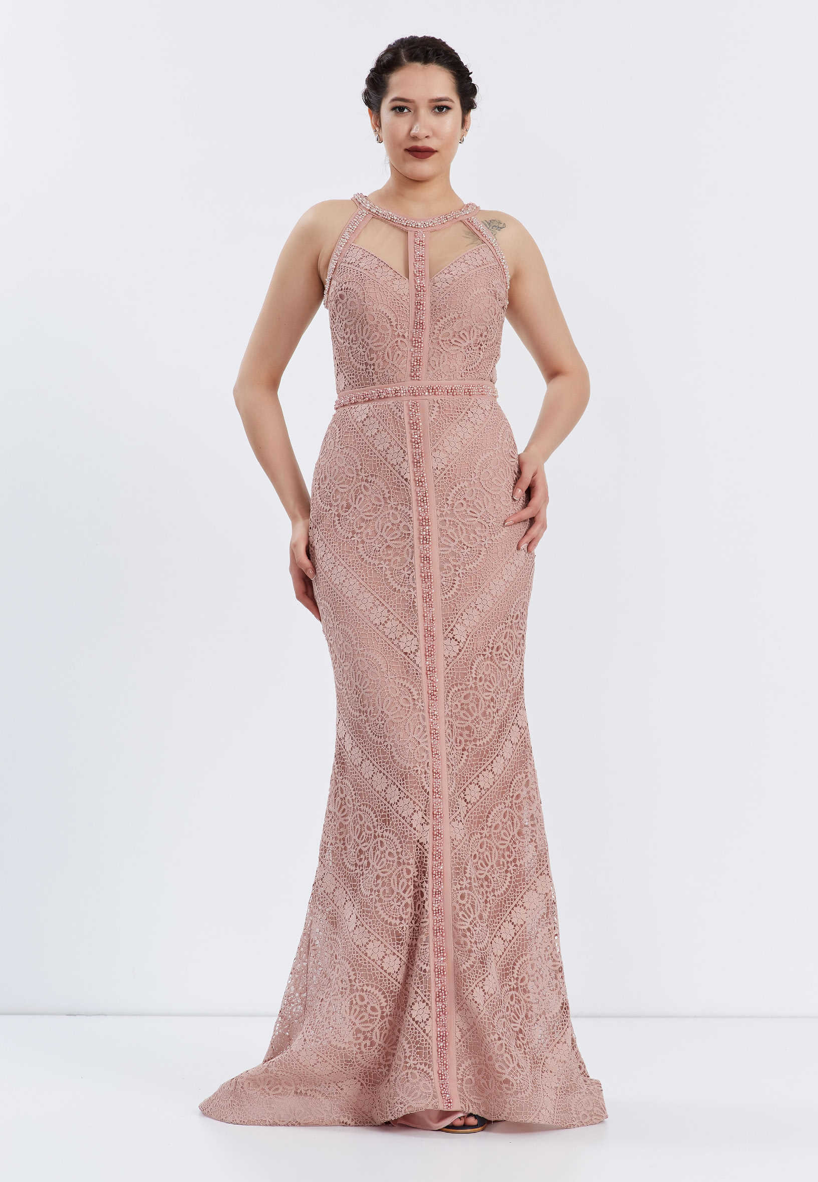 Sleeveless Maxi Lace Mermaid Regular Evening Dress ppl00637 - Image 17
