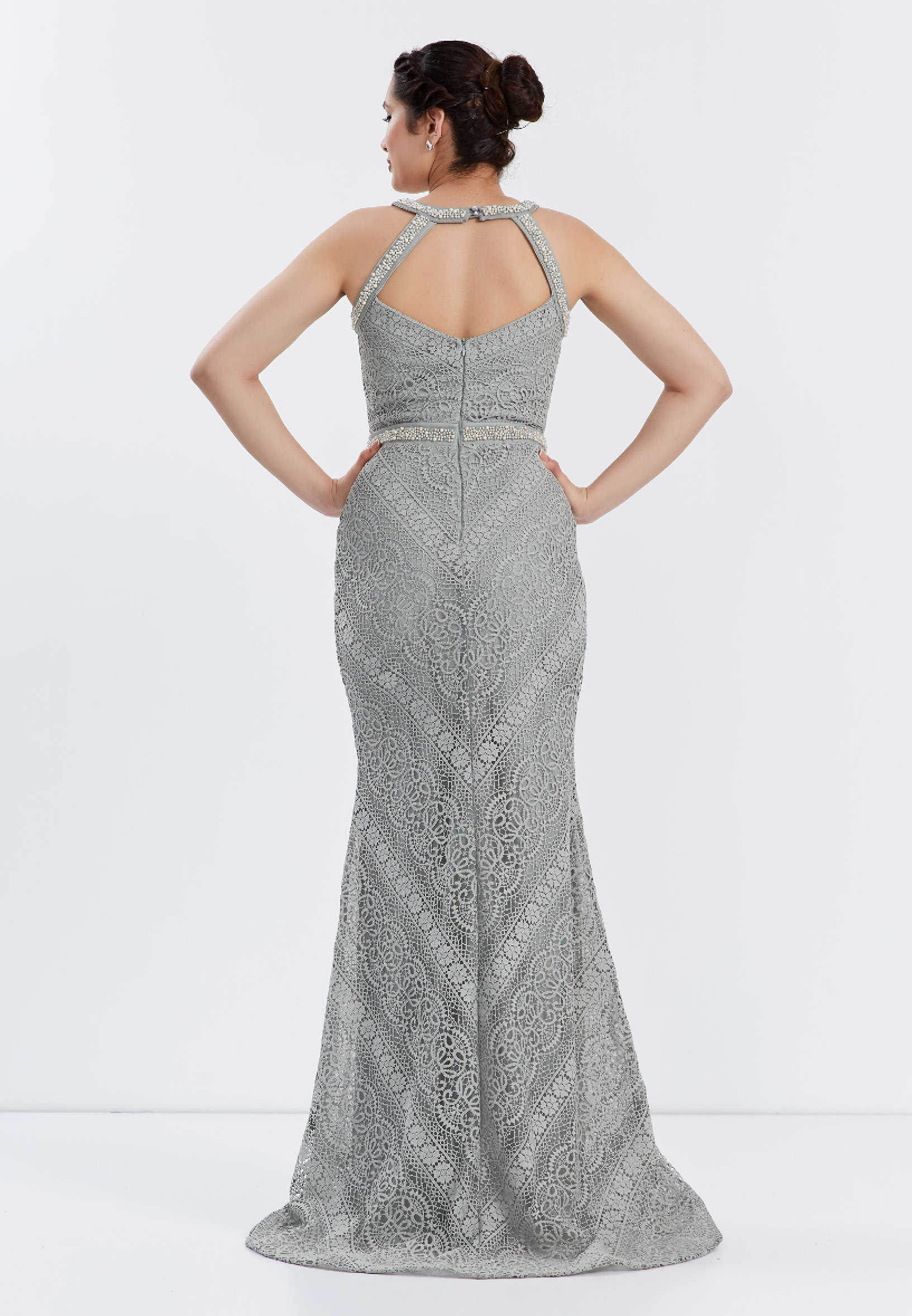 Sleeveless Maxi Lace Mermaid Regular Evening Dress ppl00637 - Image 2