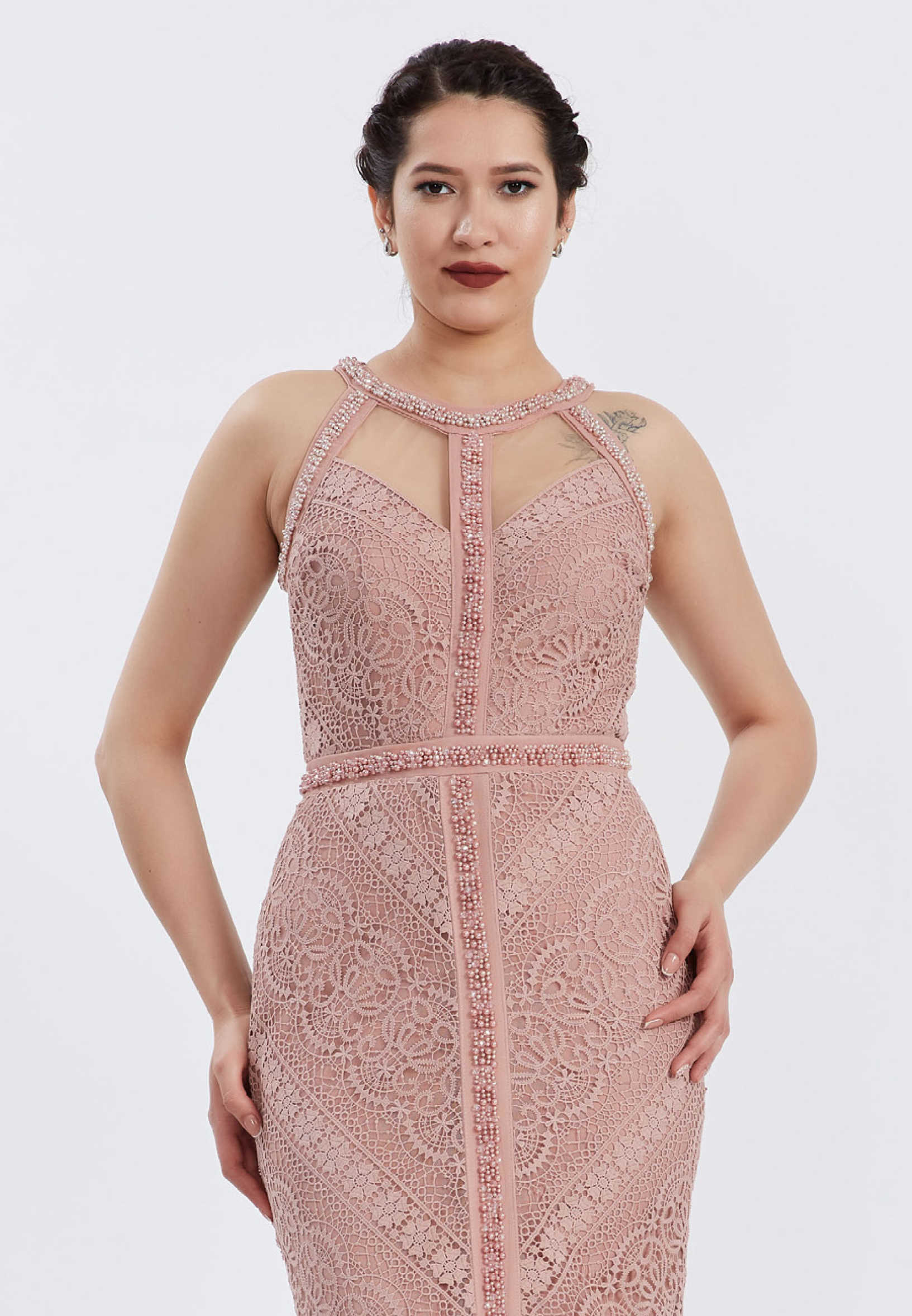 Sleeveless Maxi Lace Mermaid Regular Evening Dress ppl00637 - Image 20