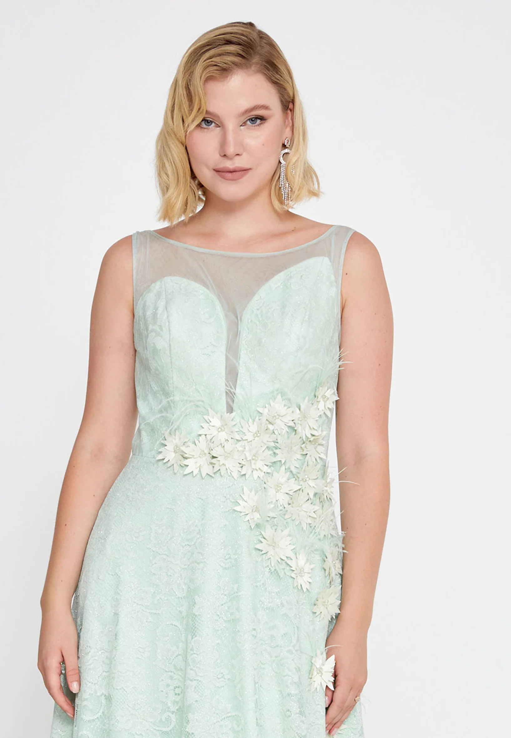 Sleeveless Maxi Lace Mermaid Regular Wedding Guest Dress rmn2755-1 - Image 4