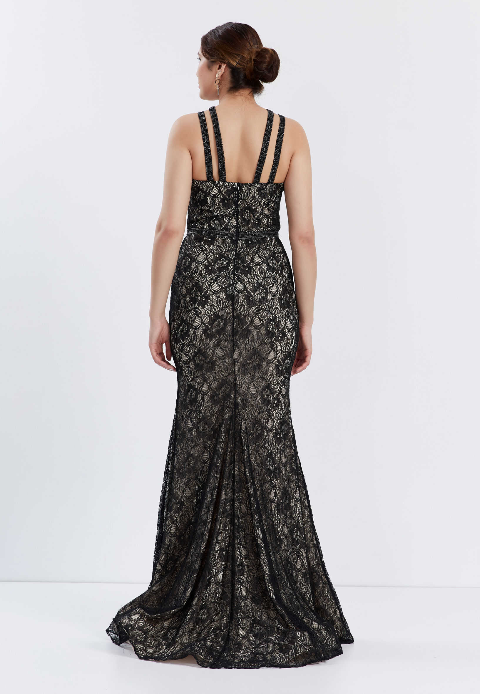 Sleeveless Maxi Lace Mermaid Regular Wedding Guest Dress stn4823 - Image 2