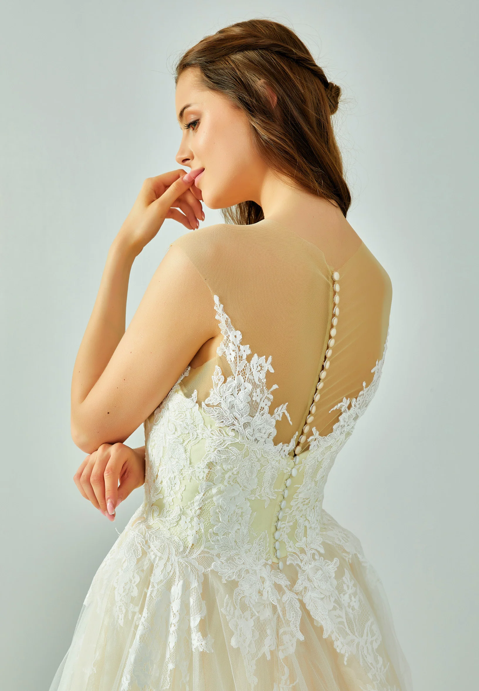 Sleeveless Maxi Lace Regular Wedding Dress enz00210 - Image 4