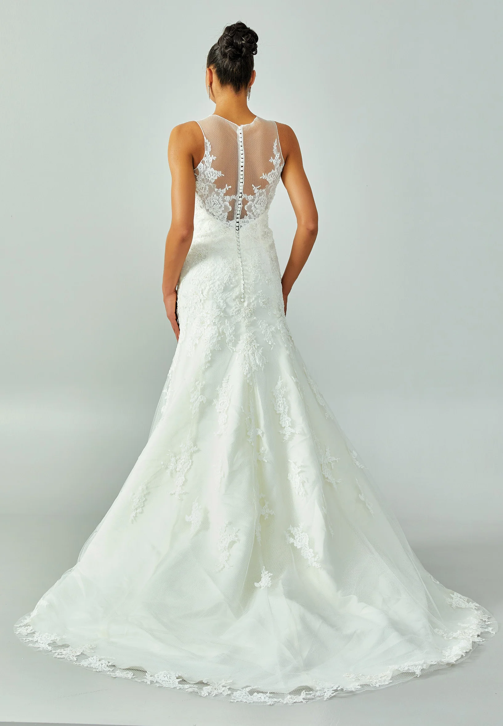Sleeveless Maxi Lace Regular Wedding Dress enz00456 - Image 3