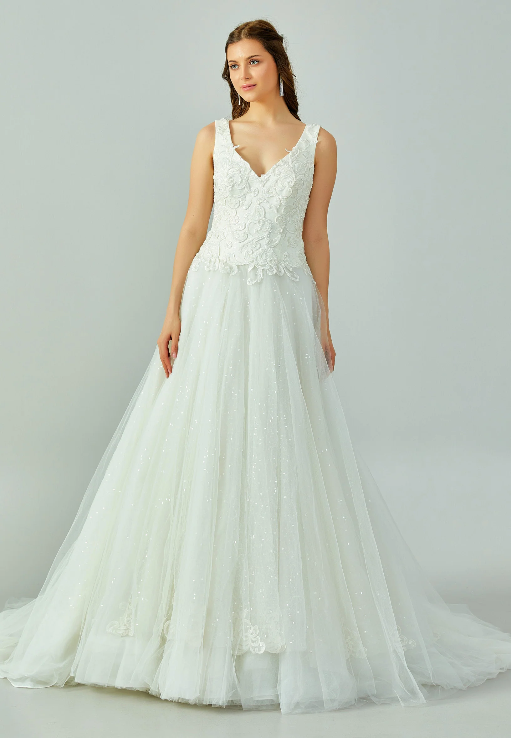 Sleeveless Maxi Lace Regular Wedding Dress enz00573