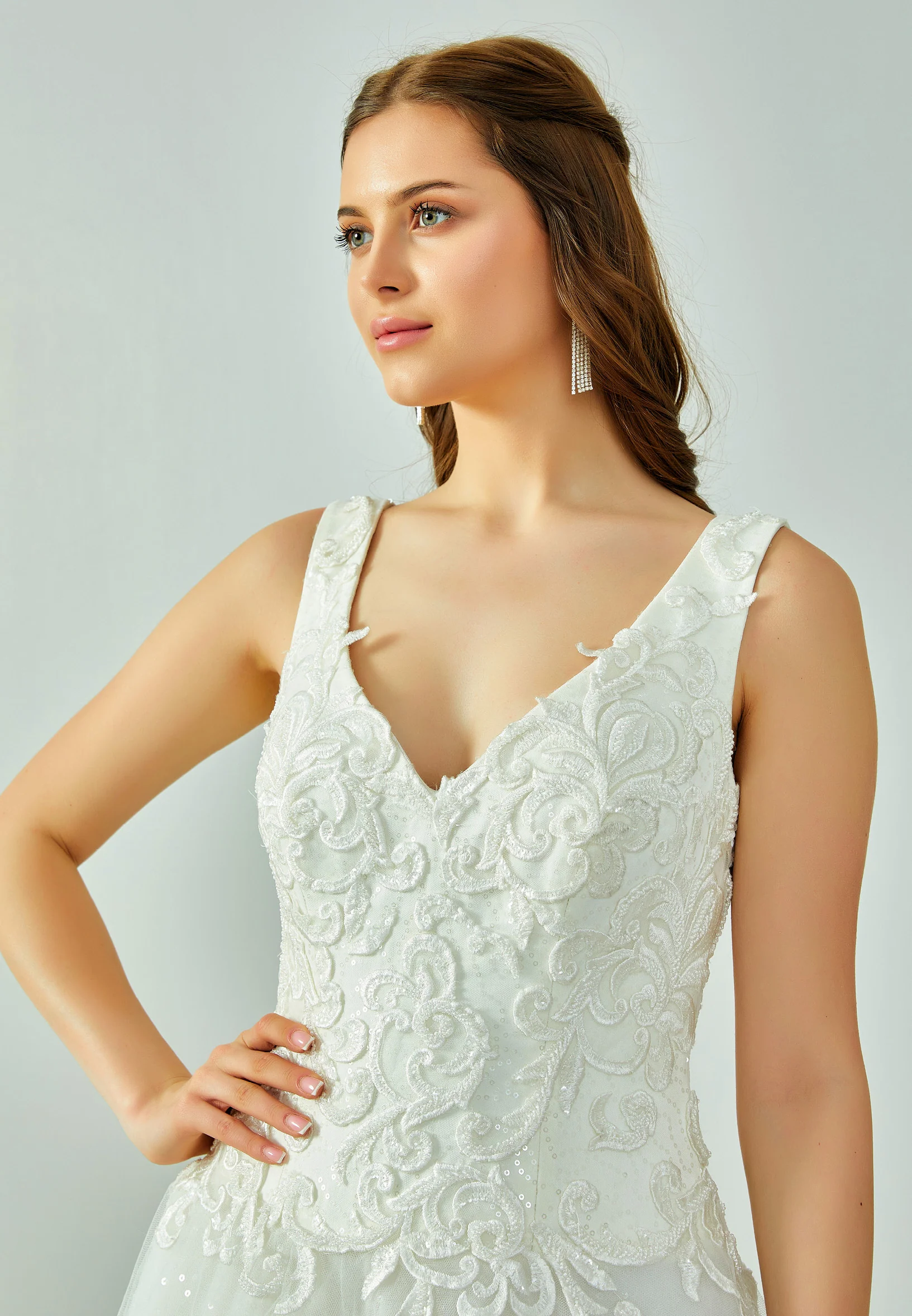 Sleeveless Maxi Lace Regular Wedding Dress enz00573 - Image 2