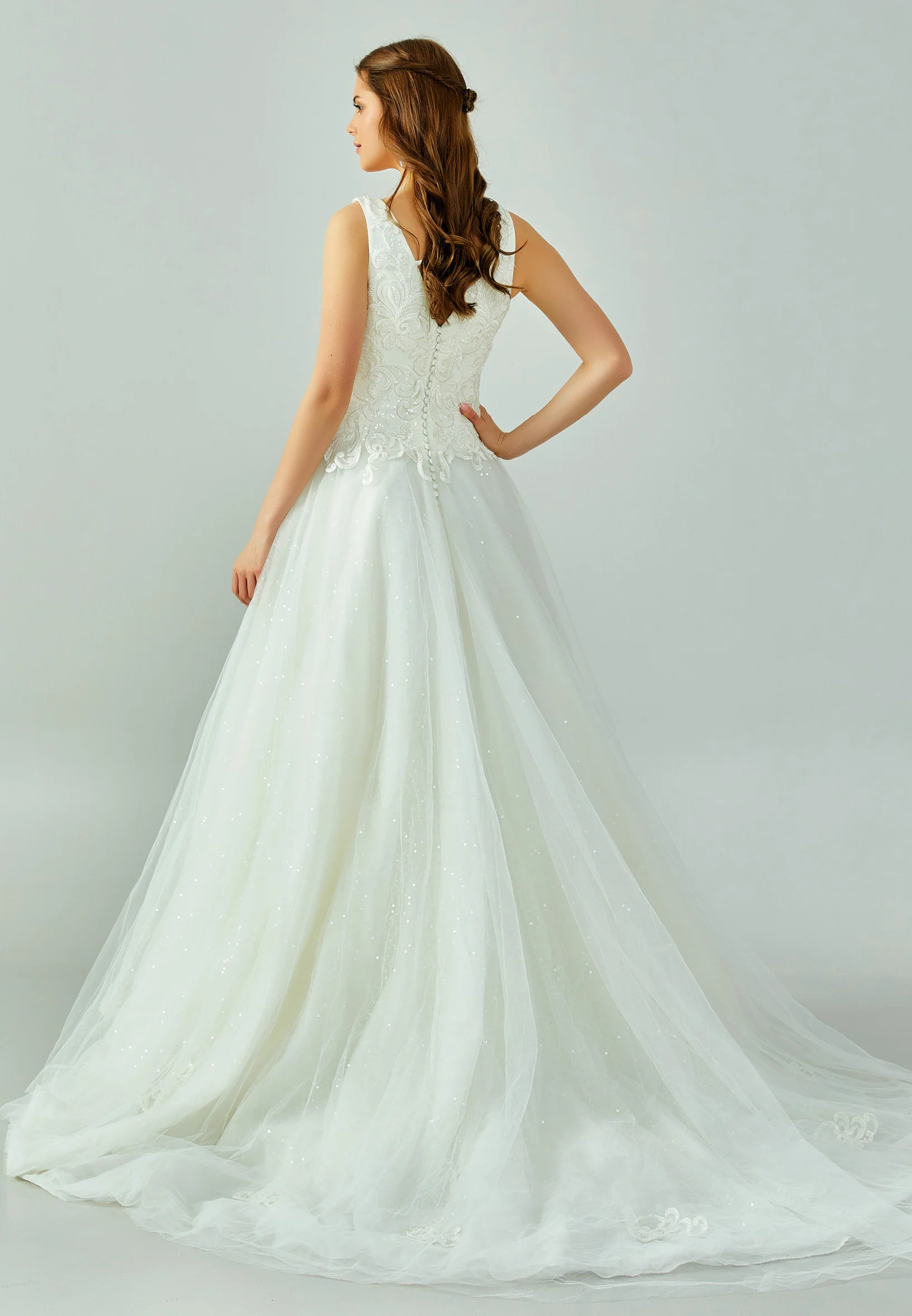 Sleeveless Maxi Lace Regular Wedding Dress enz00573 - Image 3