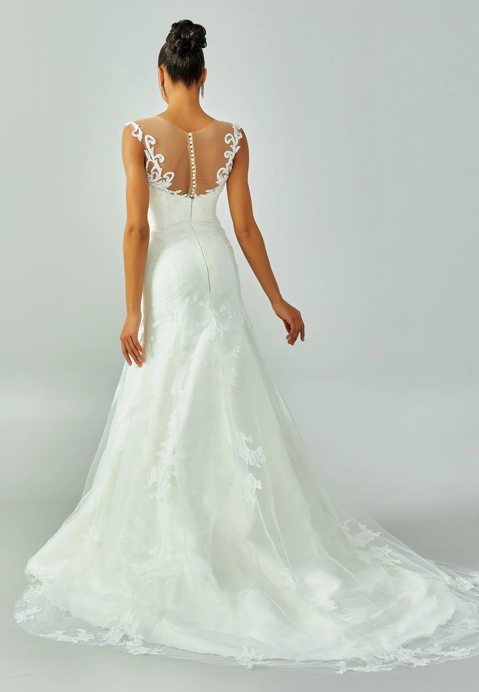 Sleeveless Maxi Lace Regular Wedding Dress enz00574 - Image 3