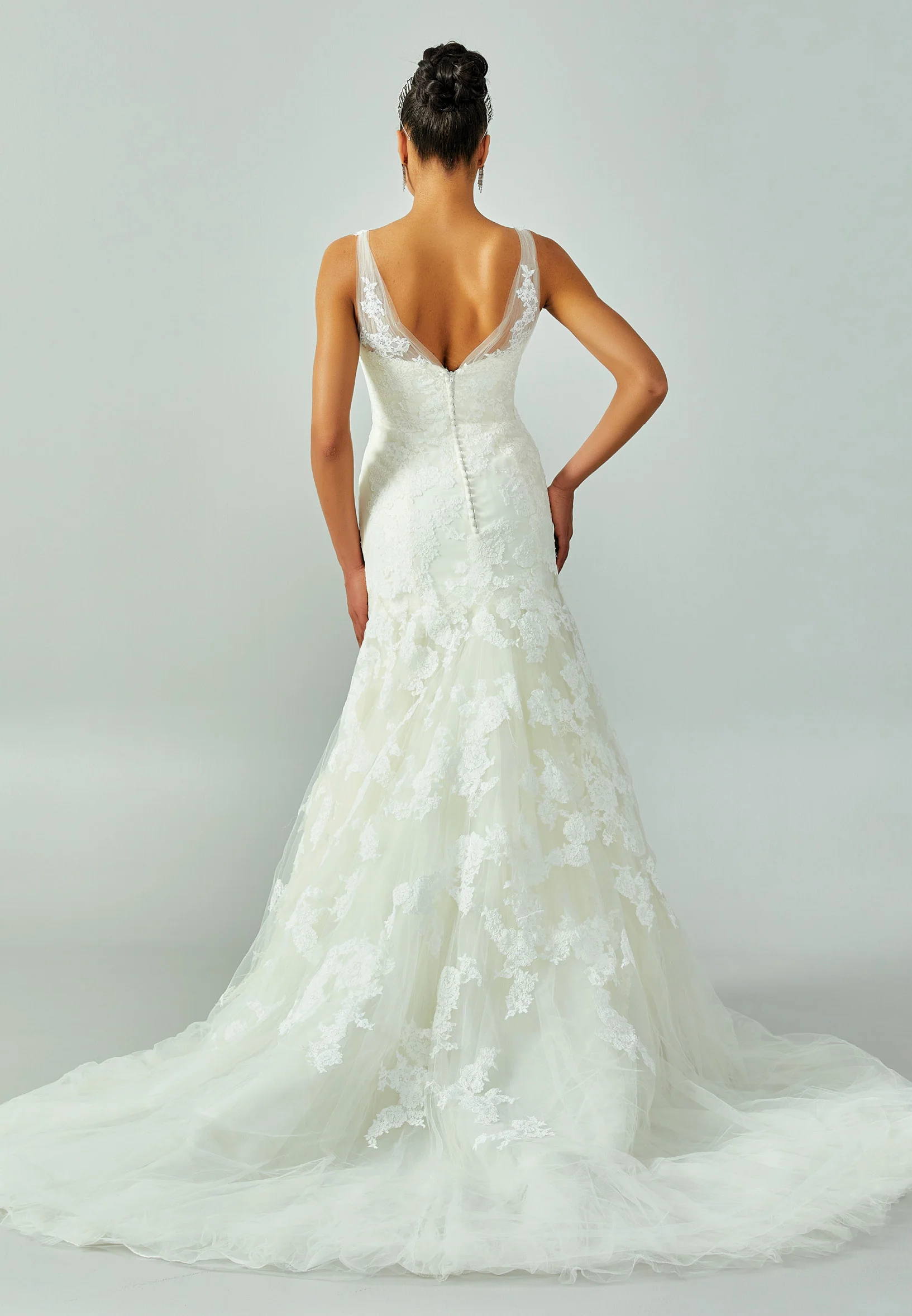 Sleeveless Maxi Lace Regular Wedding Dress enz00749 - Image 3