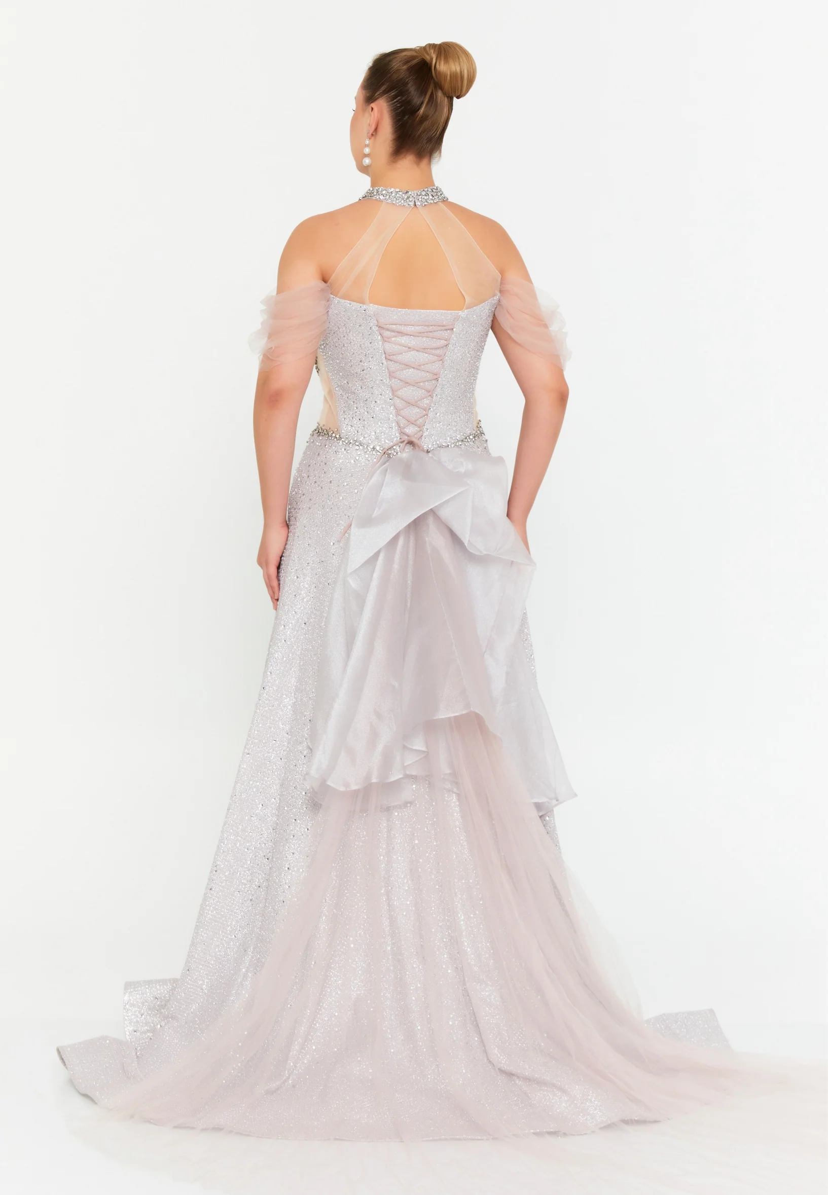 Sleeveless Maxi Lycra A - Line Regular Prom Dress mtc04-32 - Image 2