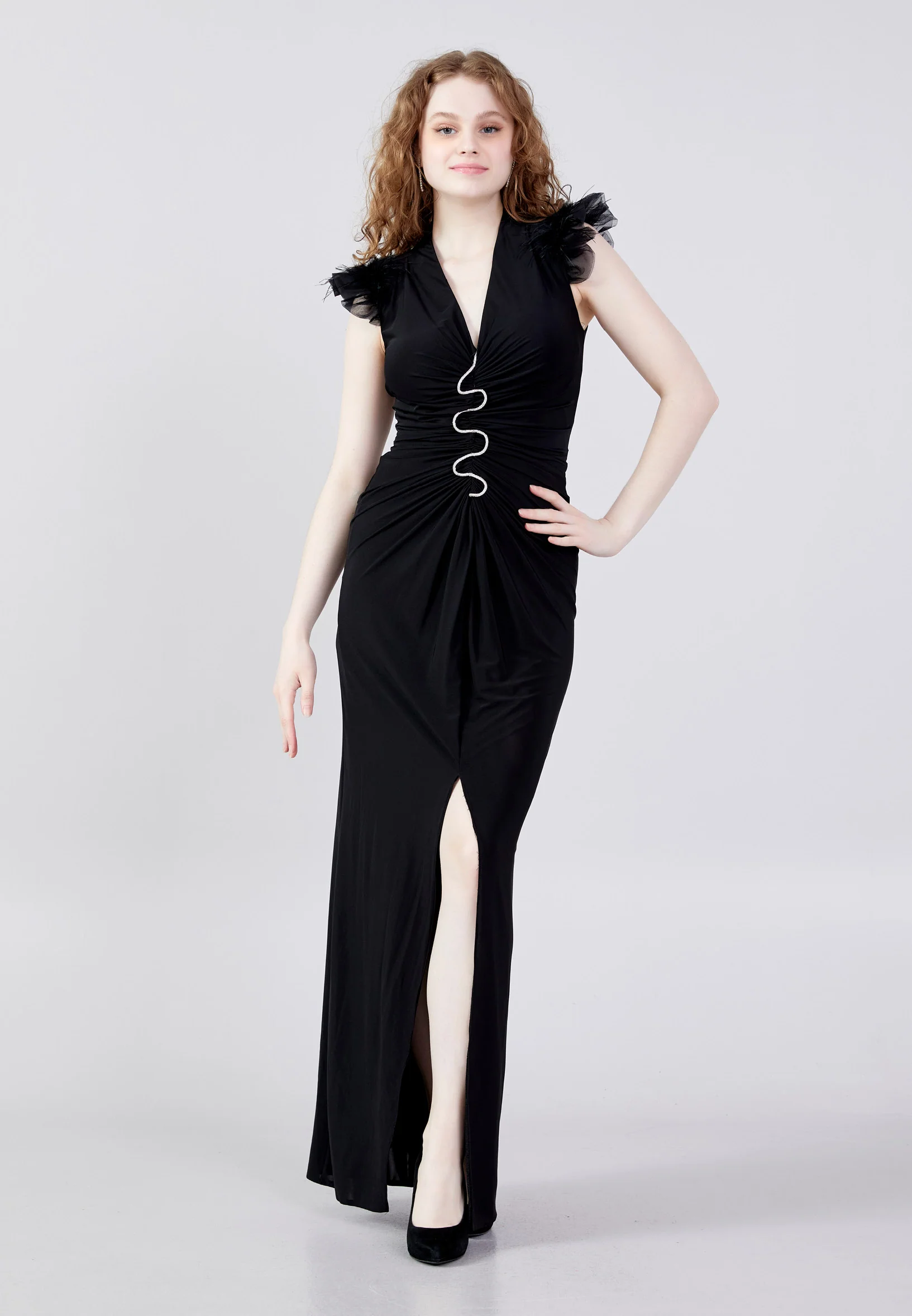 Sleeveless Maxi Lycra Column Regular Wedding Guest Dress ses2791
