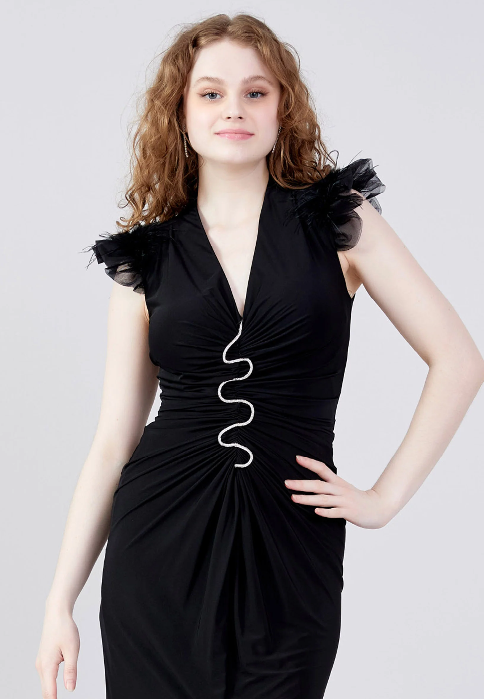 Sleeveless Maxi Lycra Column Regular Wedding Guest Dress ses2791 - Image 4