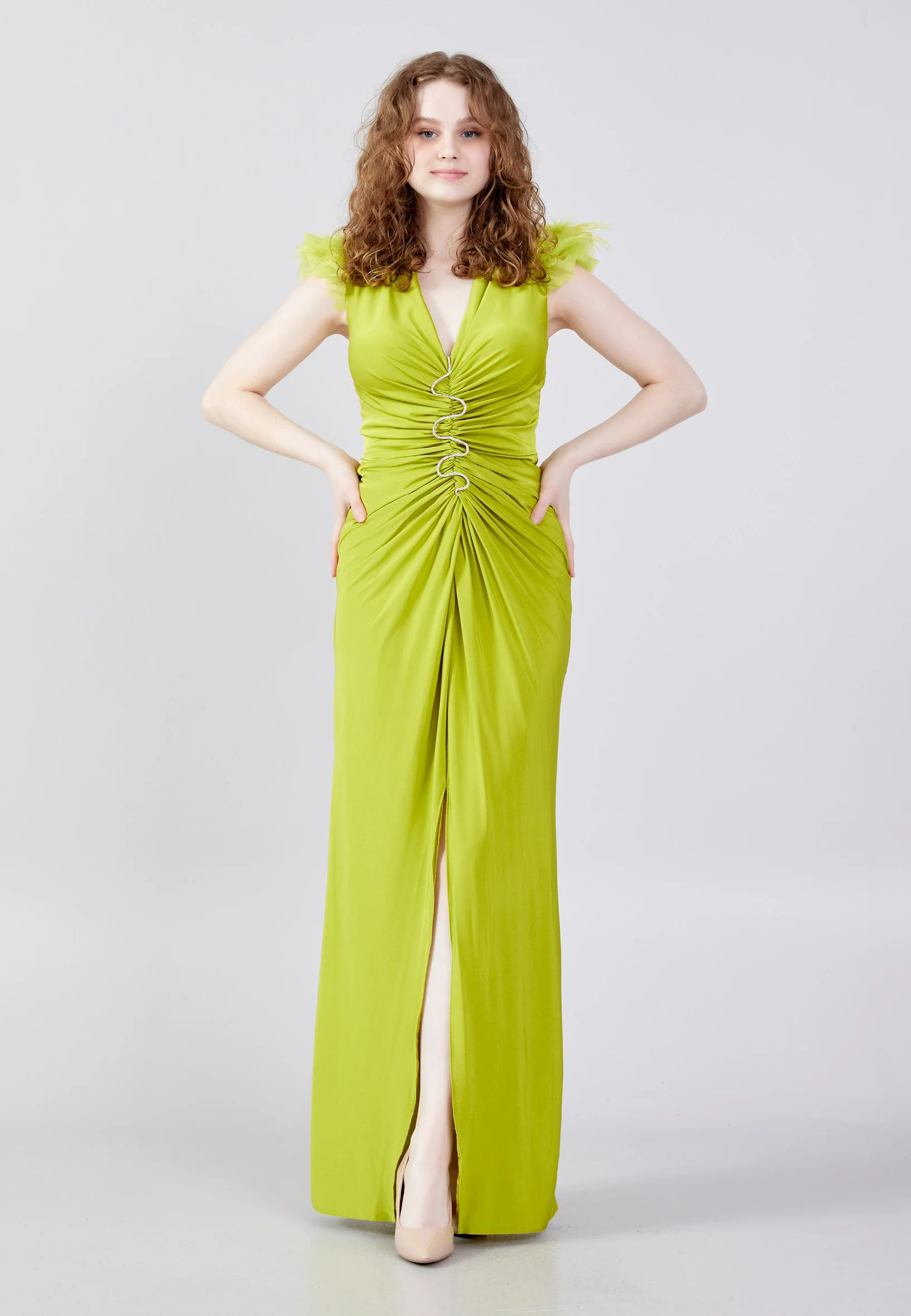Sleeveless Maxi Lycra Column Regular Wedding Guest Dress ses2791 - Image 9