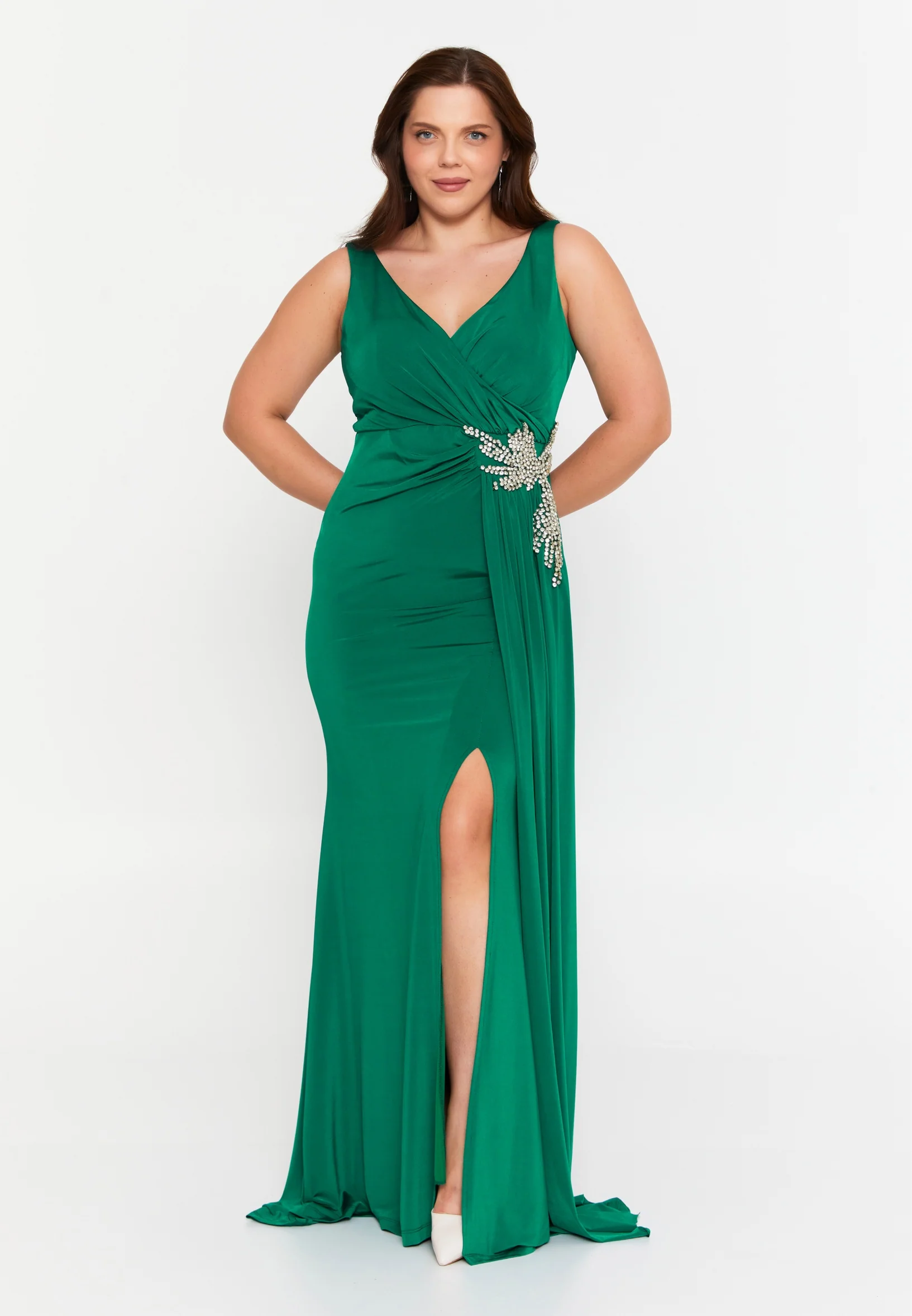 Sleeveless Maxi Lycra Mermaid Plus Size Wedding Guest Dress msp77319