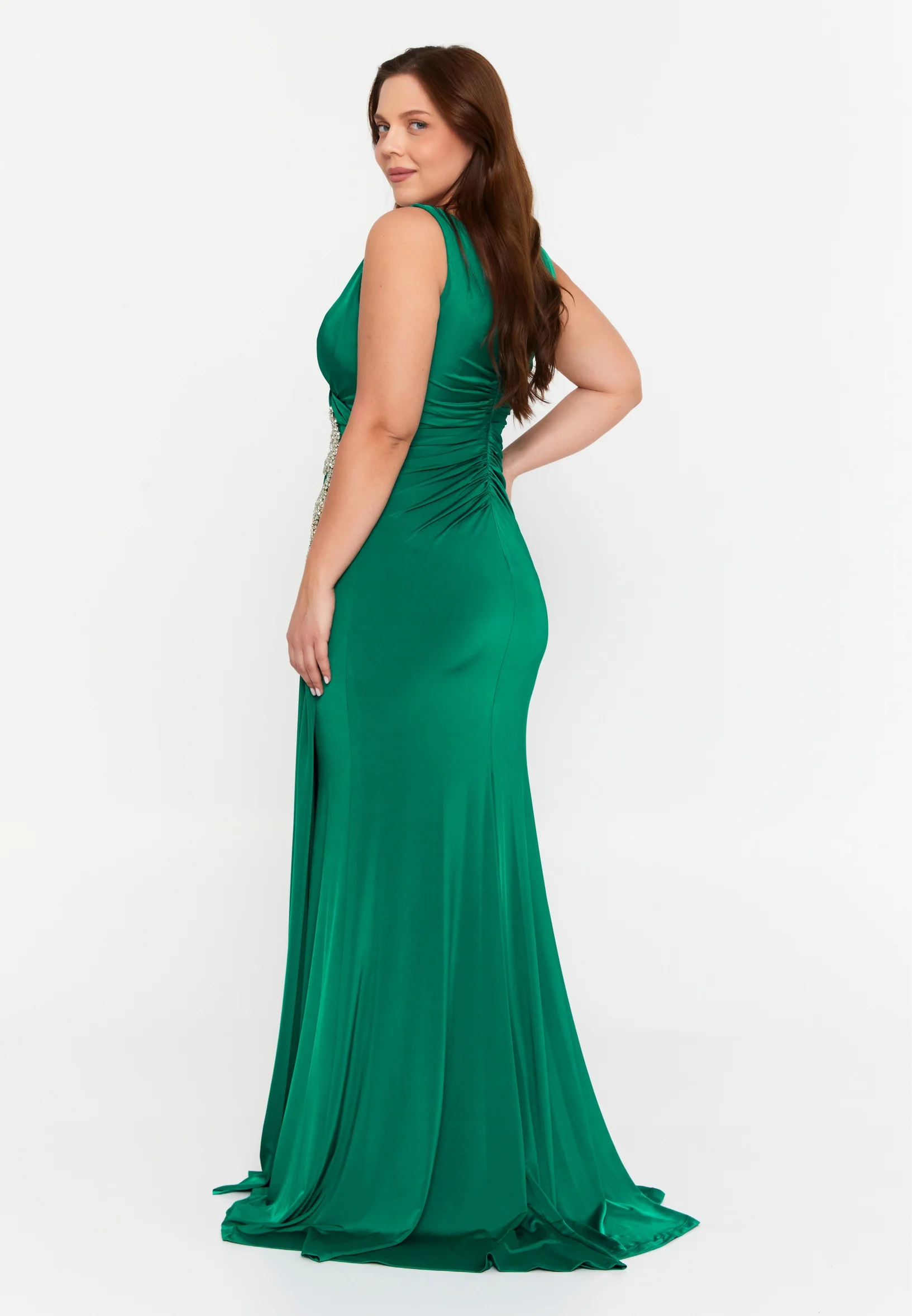 Sleeveless Maxi Lycra Mermaid Plus Size Wedding Guest Dress msp77319 - Image 2