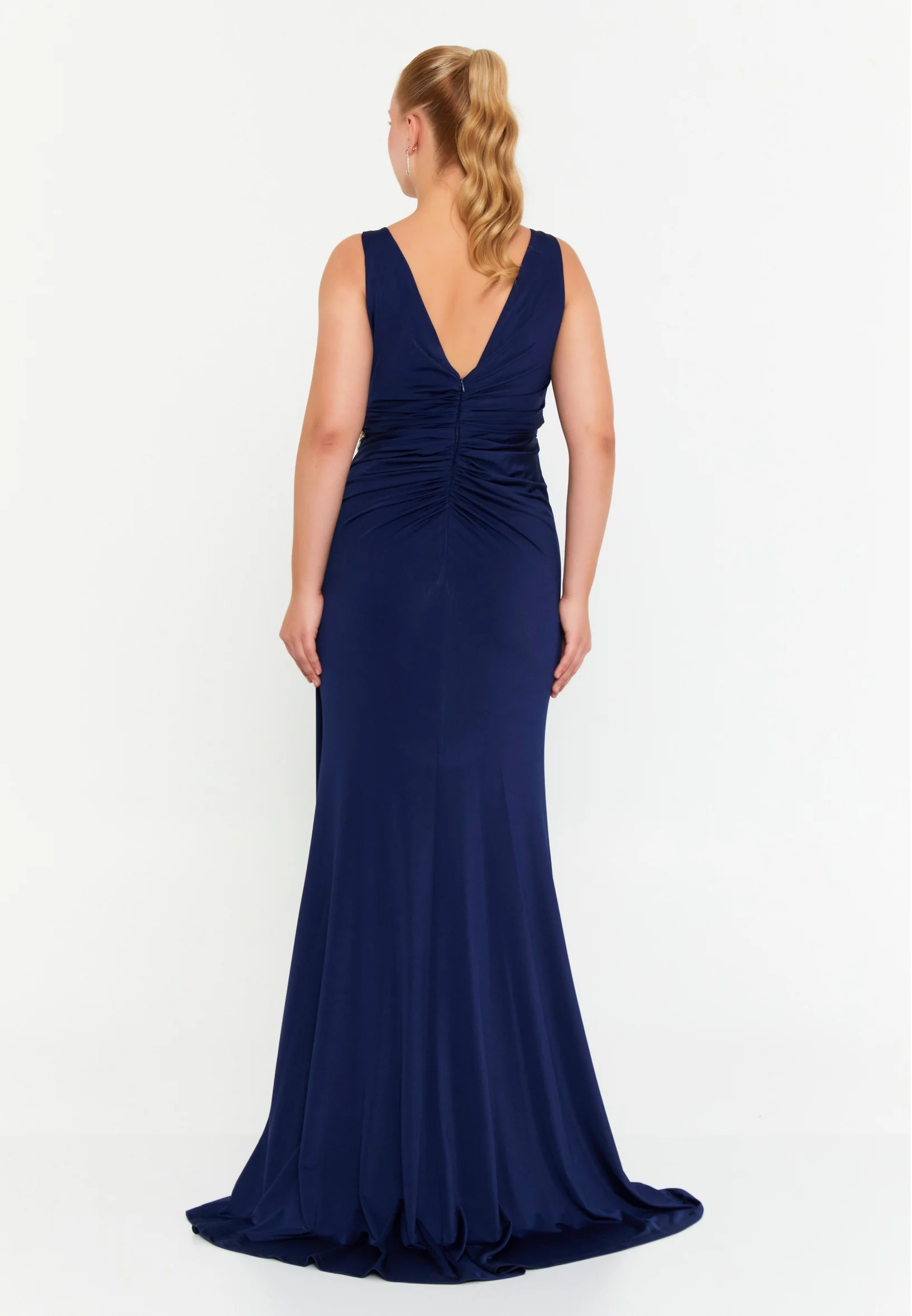 Sleeveless Maxi Lycra Mermaid Plus Size Wedding Guest Dress msp77319 - Image 6