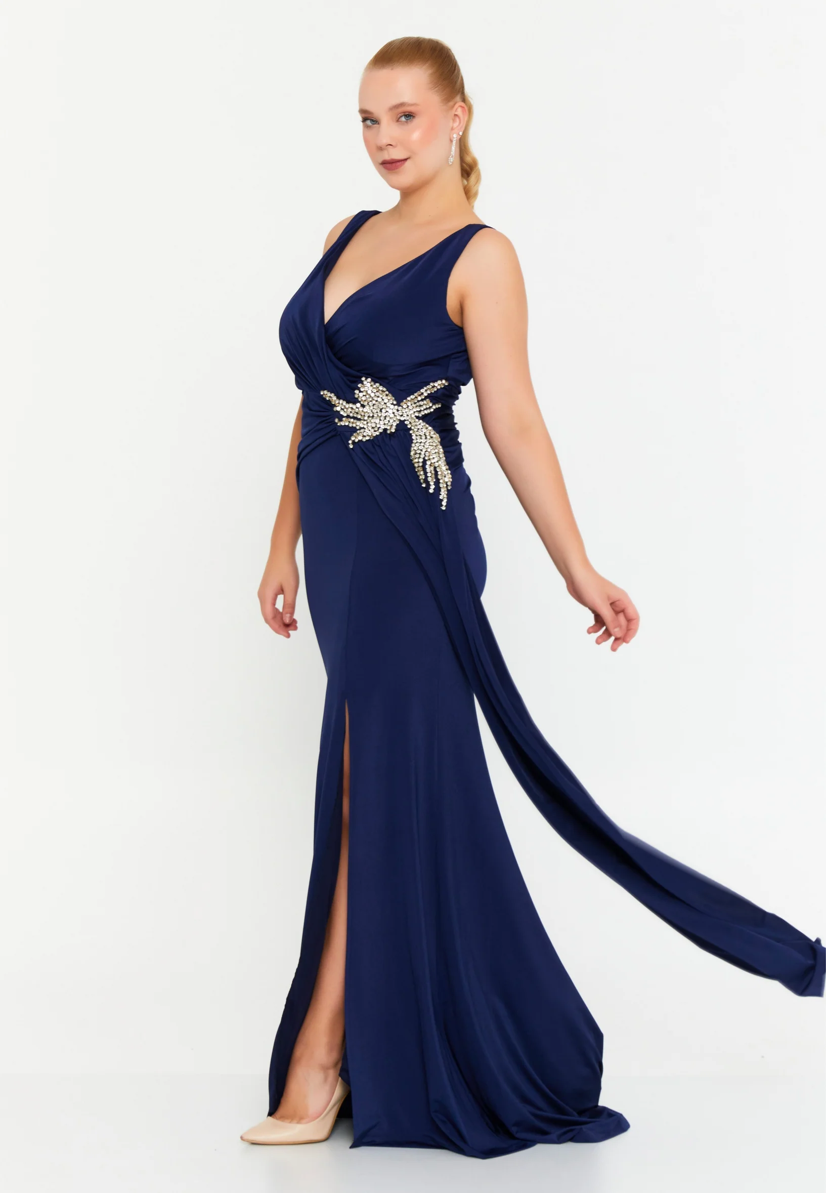 Sleeveless Maxi Lycra Mermaid Plus Size Wedding Guest Dress msp77319 - Image 7