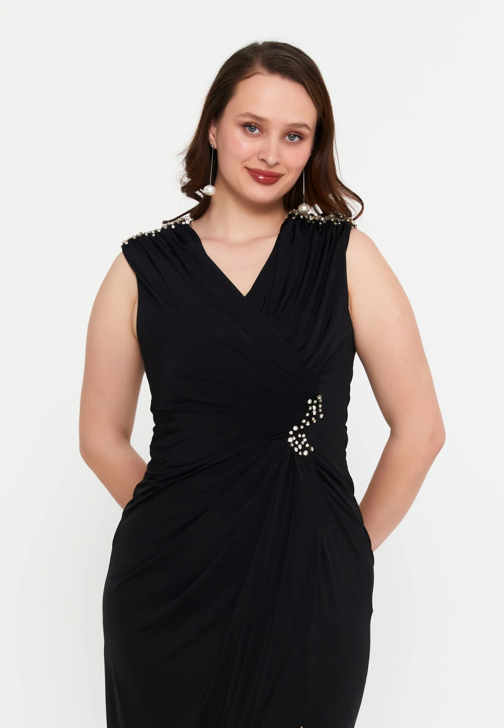 Sleeveless Maxi Lycra Mermaid Plus Size Wedding Guest Dress msp77321 - Image 4