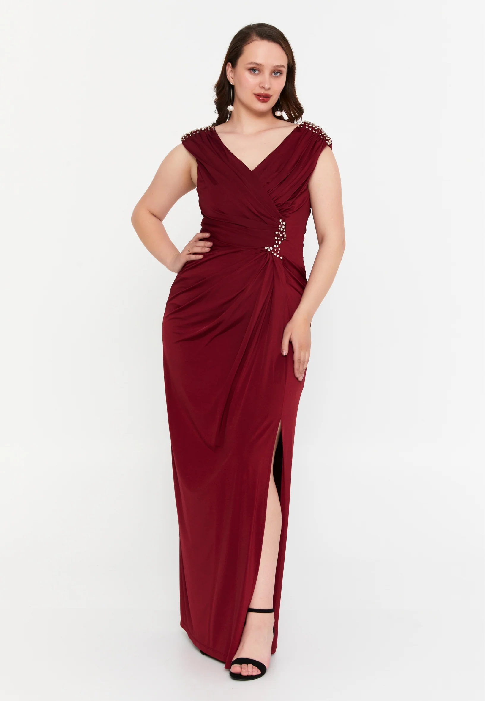Sleeveless Maxi Lycra Mermaid Plus Size Wedding Guest Dress msp77321 - Image 5