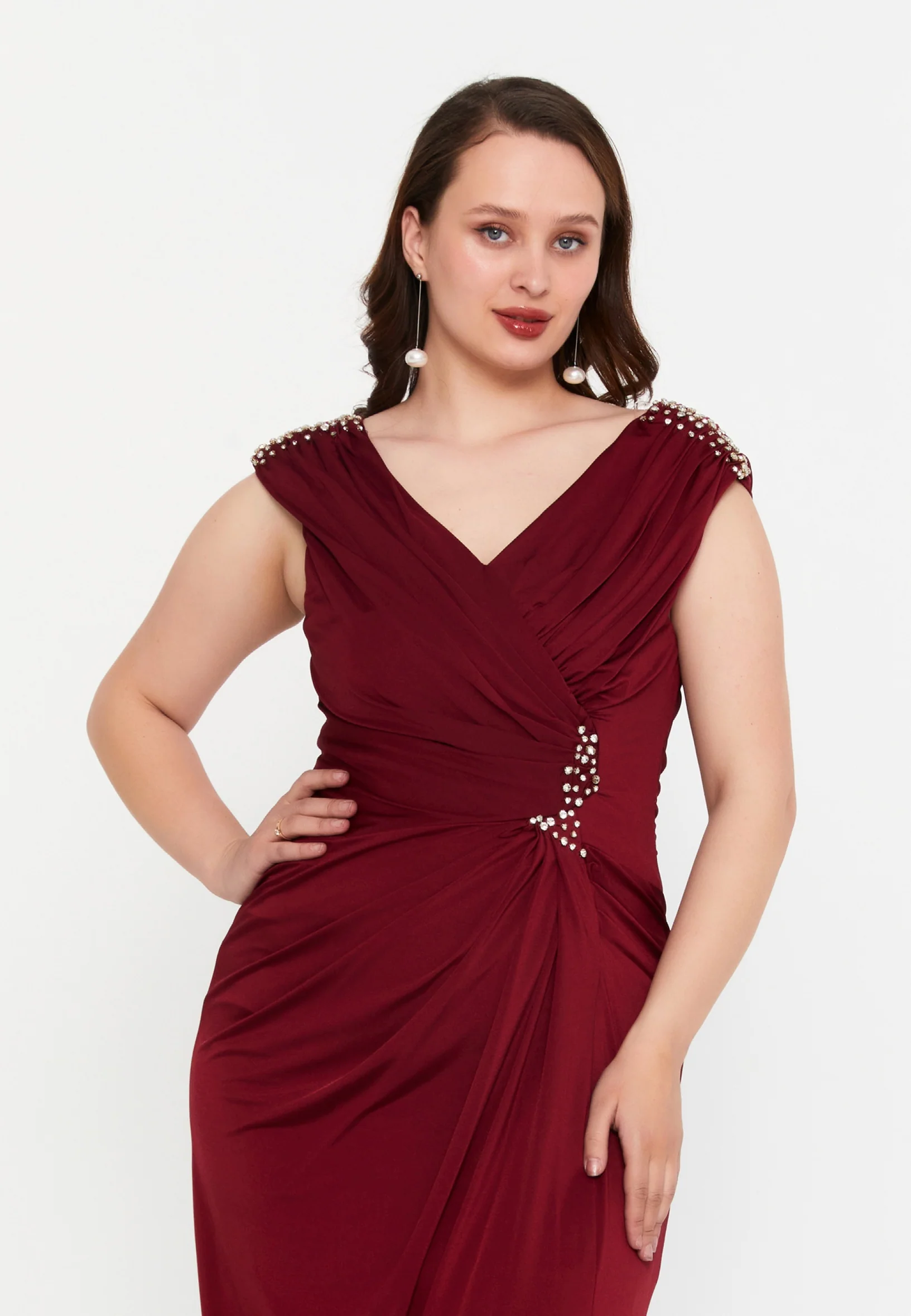 Sleeveless Maxi Lycra Mermaid Plus Size Wedding Guest Dress msp77321 - Image 8