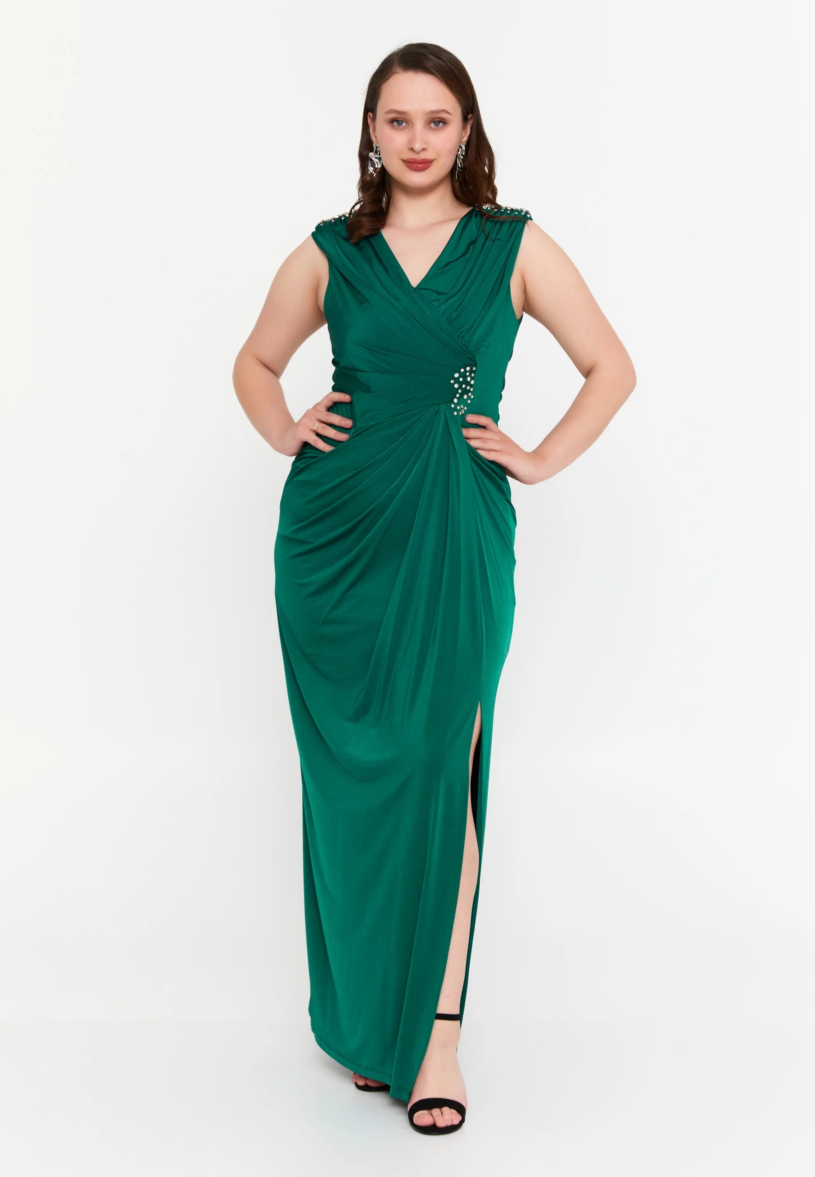 Sleeveless Maxi Lycra Mermaid Plus Size Wedding Guest Dress msp77321 - Image 9