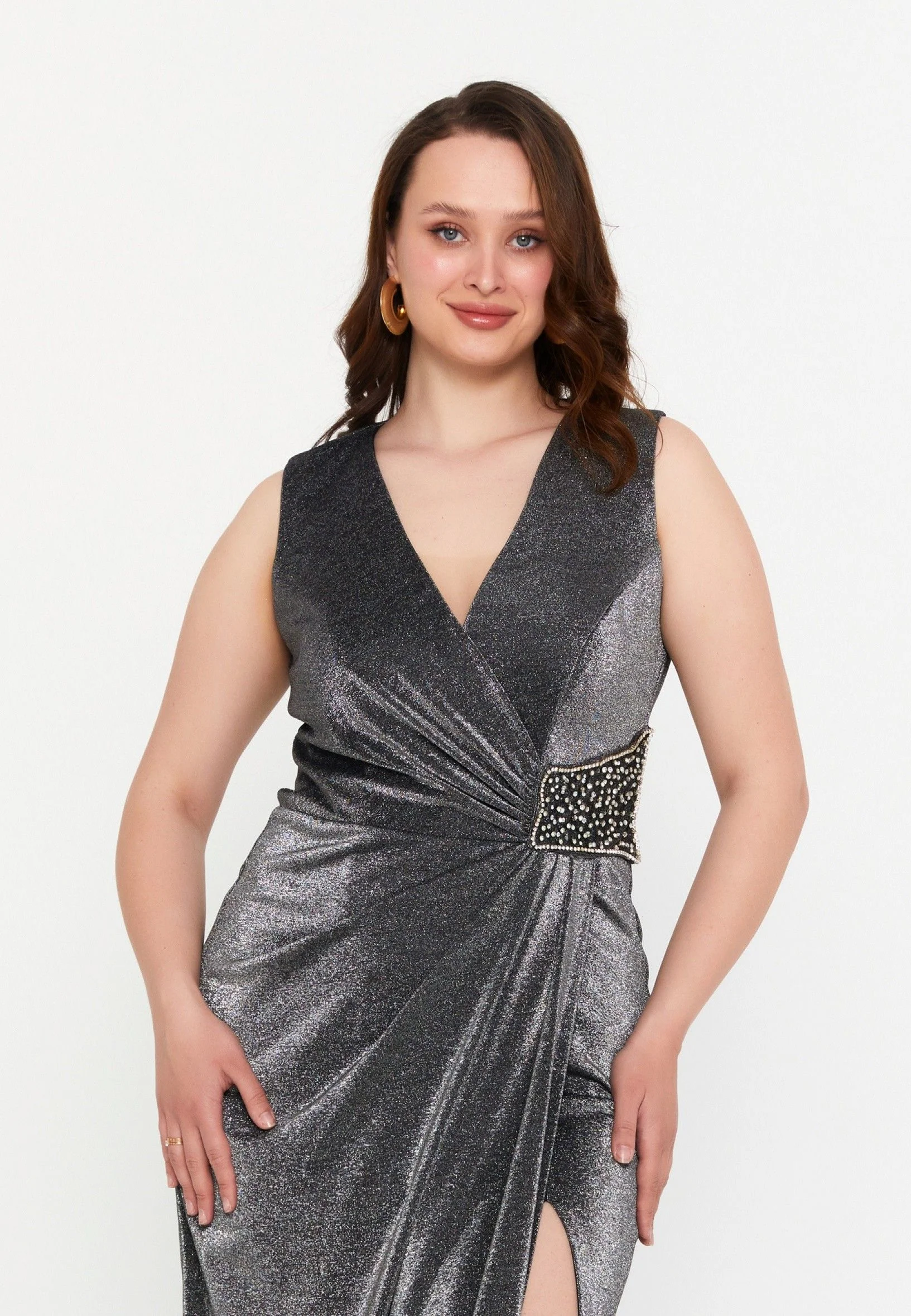 Sleeveless Maxi Lycra Mermaid Plus Size Wedding Guest Dress prl780 - Image 8