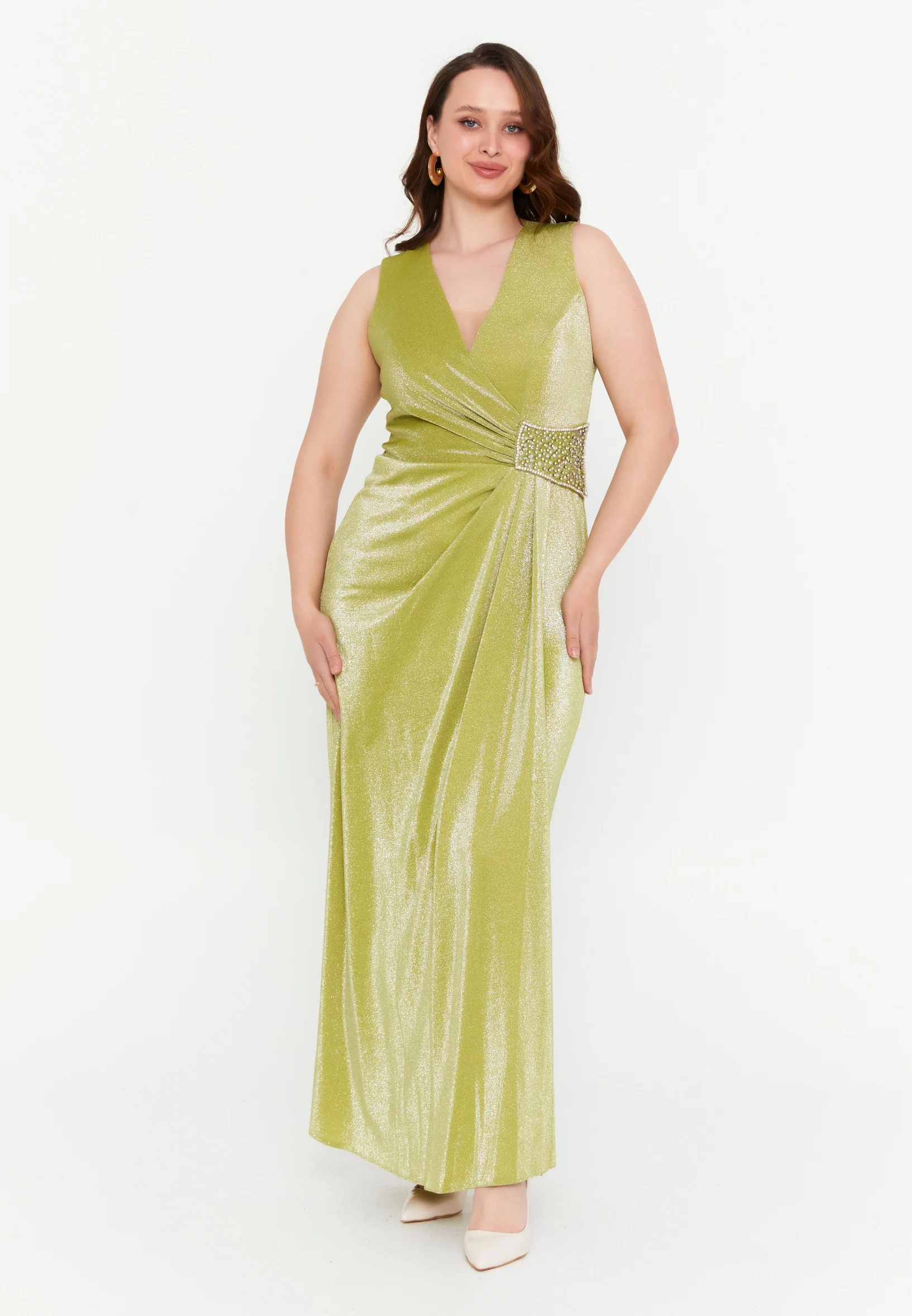 Sleeveless Maxi Lycra Mermaid Plus Size Wedding Guest Dress prl780 - Image 9