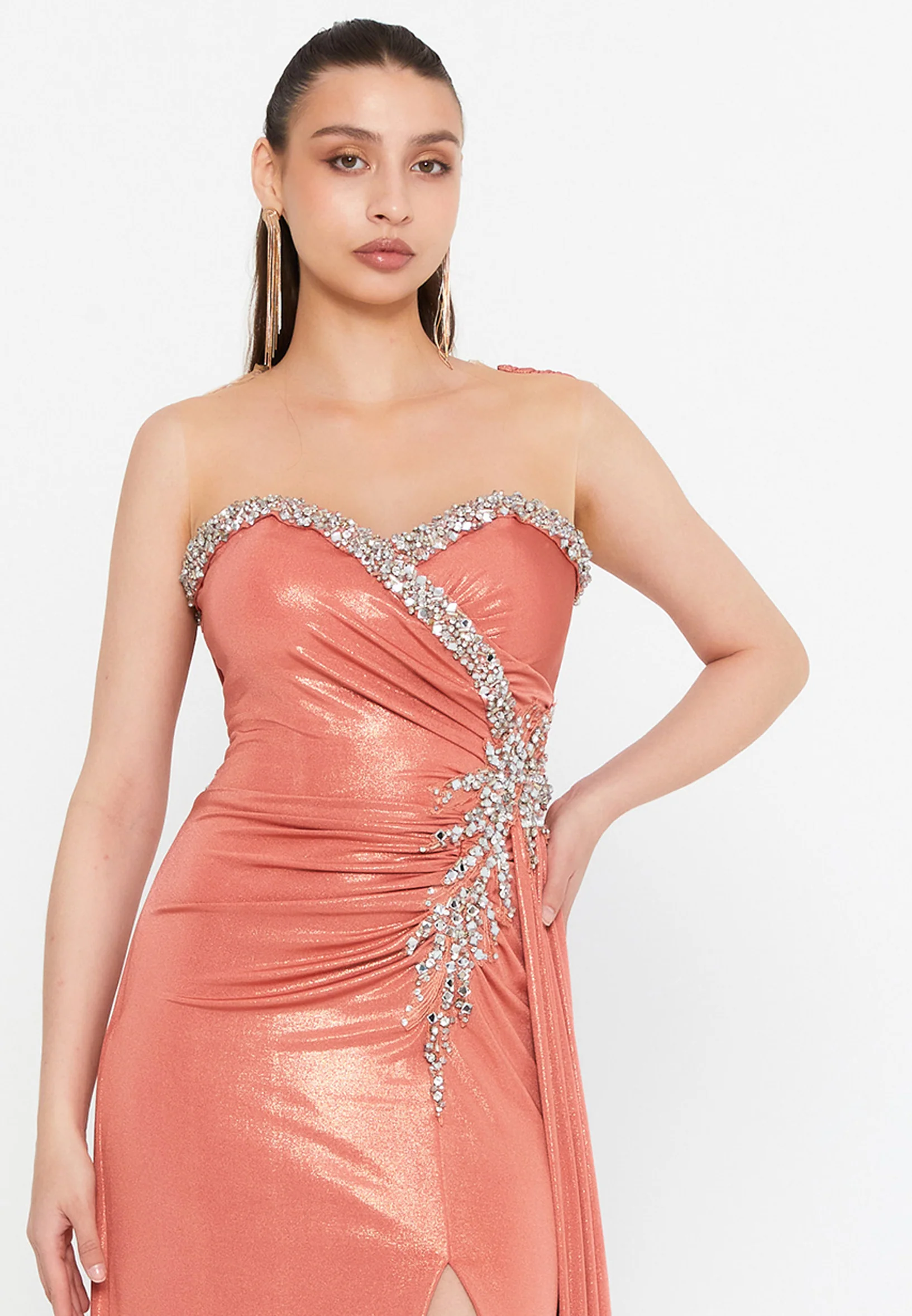 Sleeveless Maxi Lycra Mermaid Regular Wedding Guest Dress omn080 - Image 8