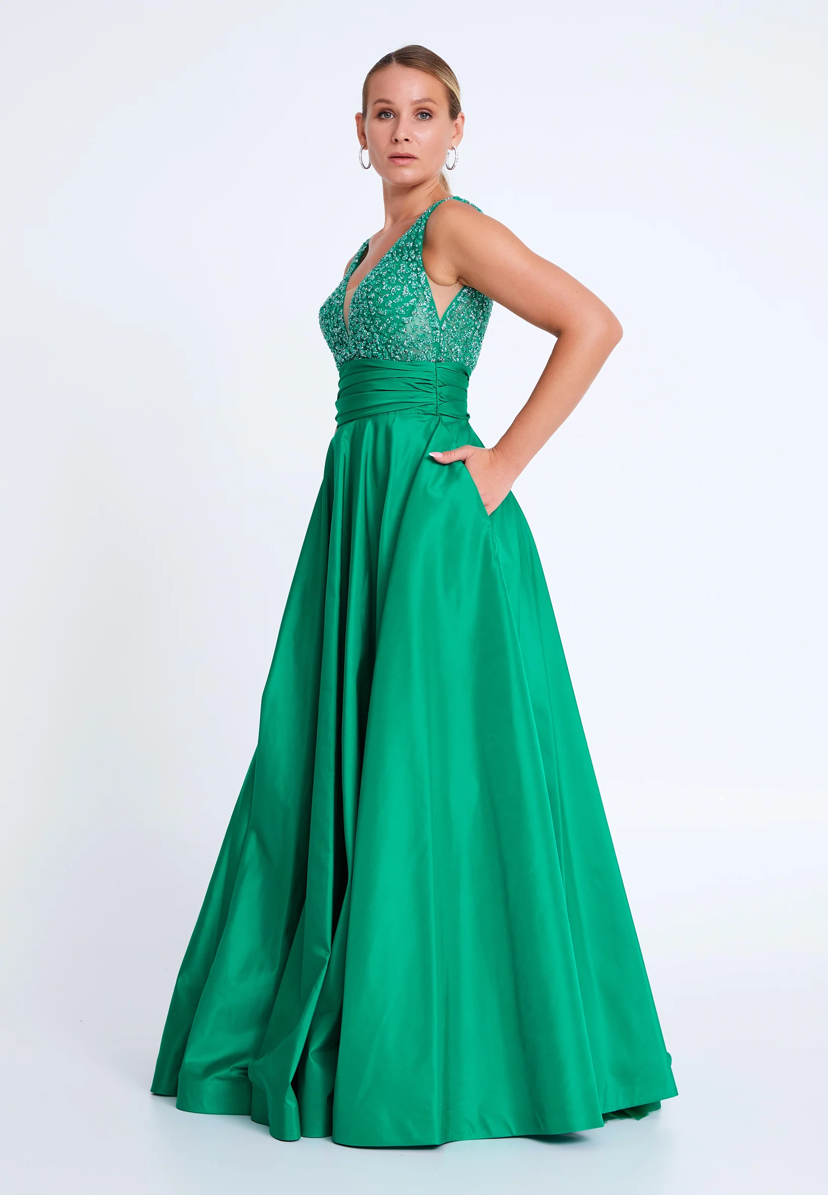 Sleeveless Maxi Polyester A - Line Plus Size Wedding Guest Dress aln01523 - Image 3
