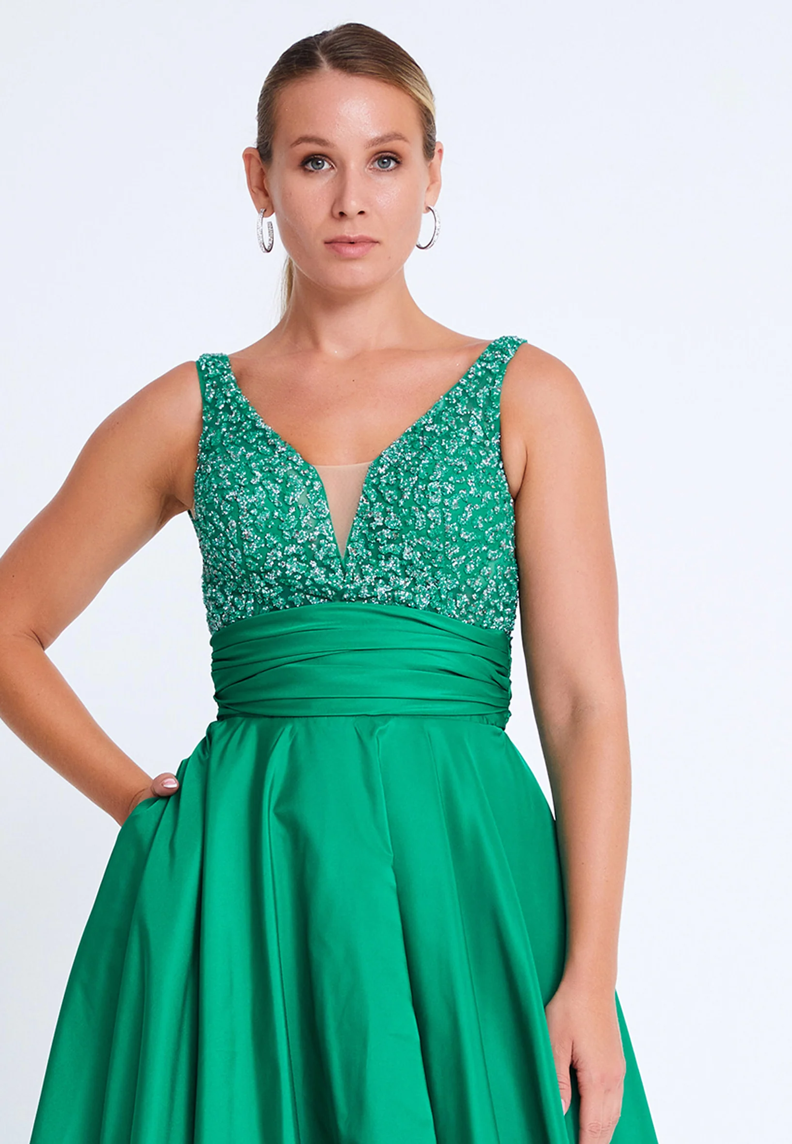Sleeveless Maxi Polyester A - Line Plus Size Wedding Guest Dress aln01523 - Image 4