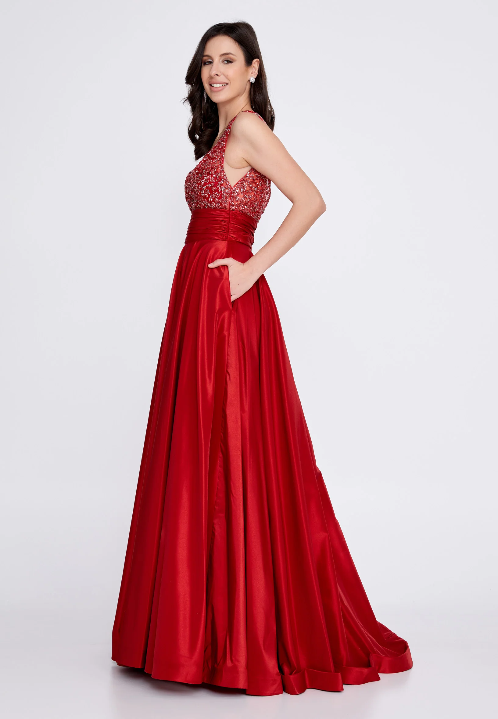 Sleeveless Maxi Polyester A - Line Regular Prom Dress aln1523 - Image 15
