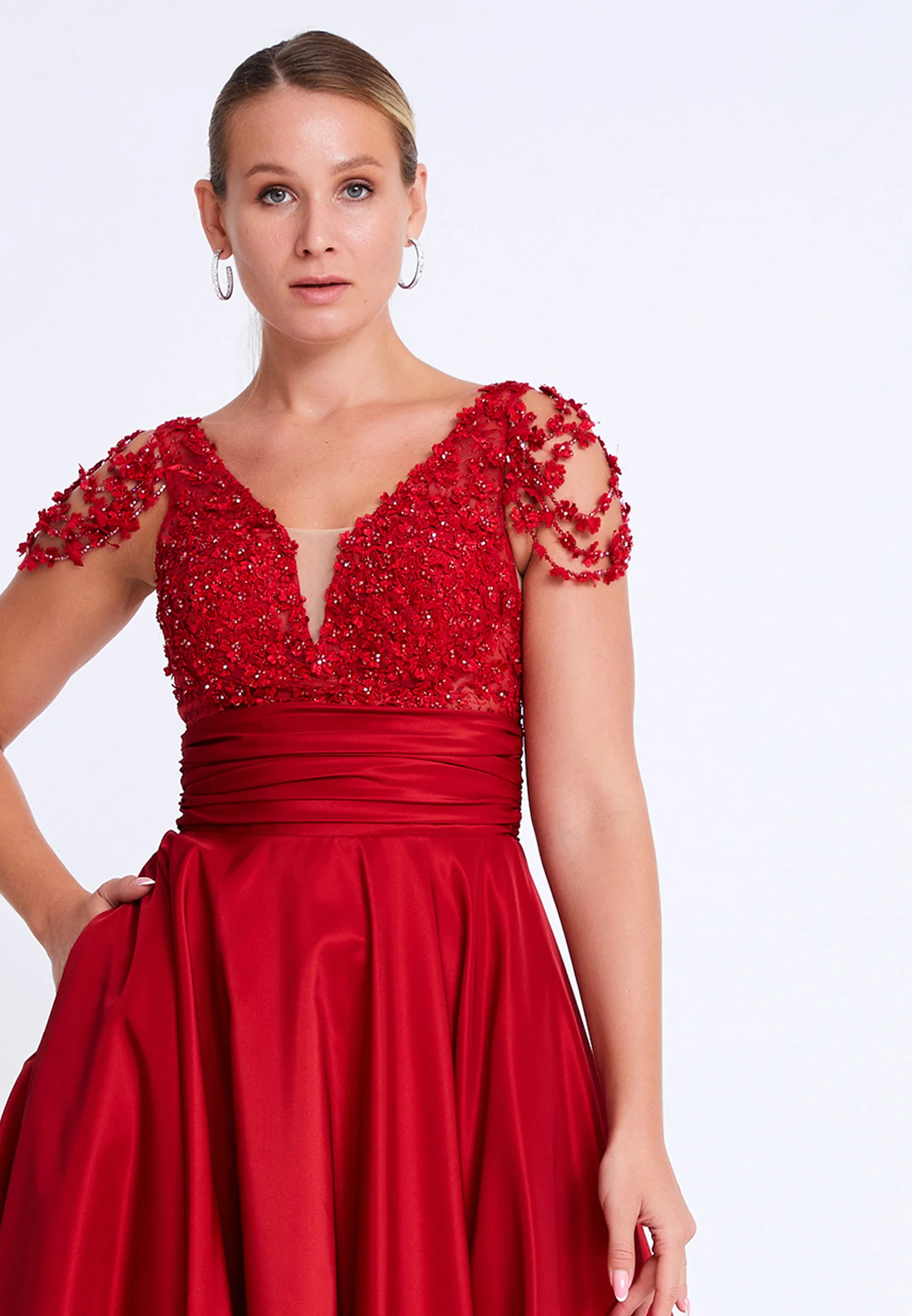 Sleeveless Maxi Polyester Column Plus Size Prom Dress aln01617 - Image 4