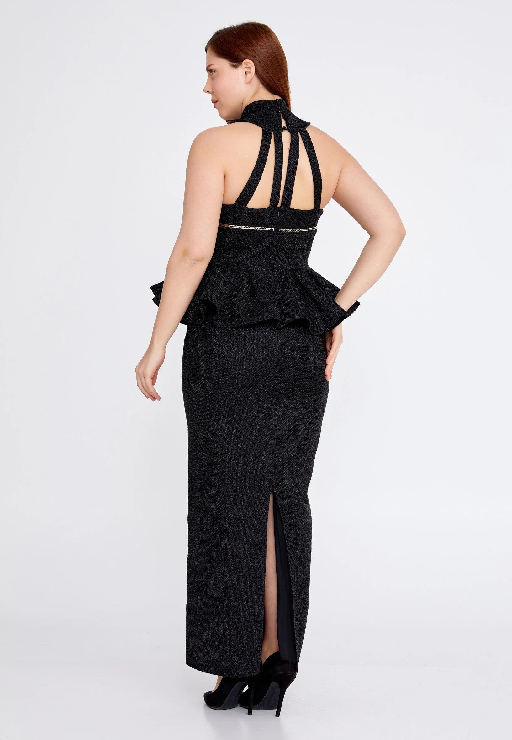 Sleeveless Maxi Polyester Column Plus Size Prom Dress crm22sel0854-b - Image 2