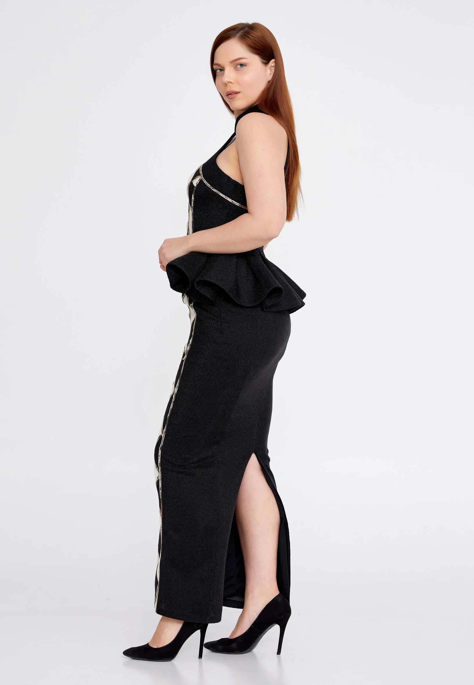 Sleeveless Maxi Polyester Column Plus Size Prom Dress crm22sel0854-b - Image 3
