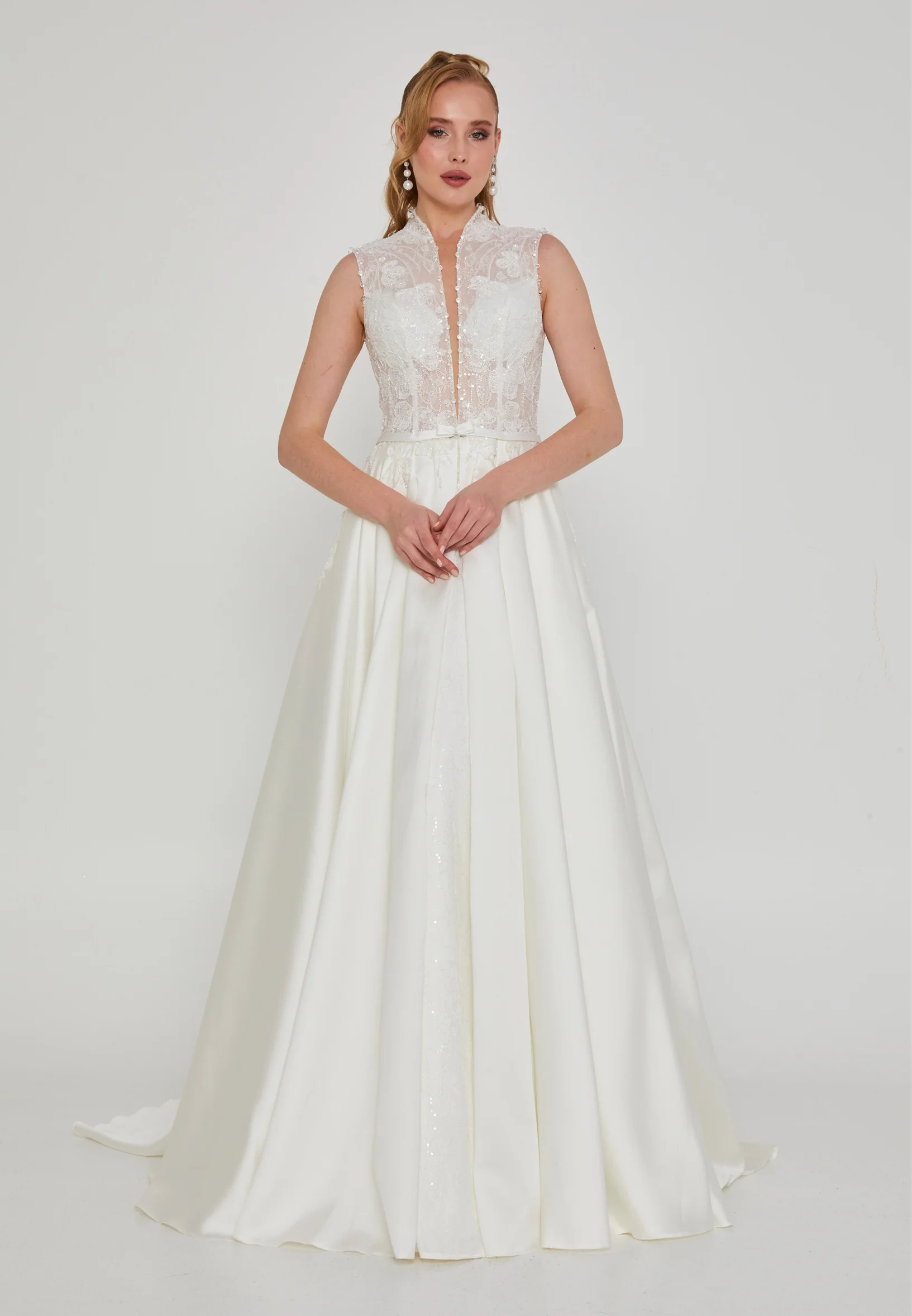 Sleeveless Maxi Polyester Regular Wedding Dress rlb1945