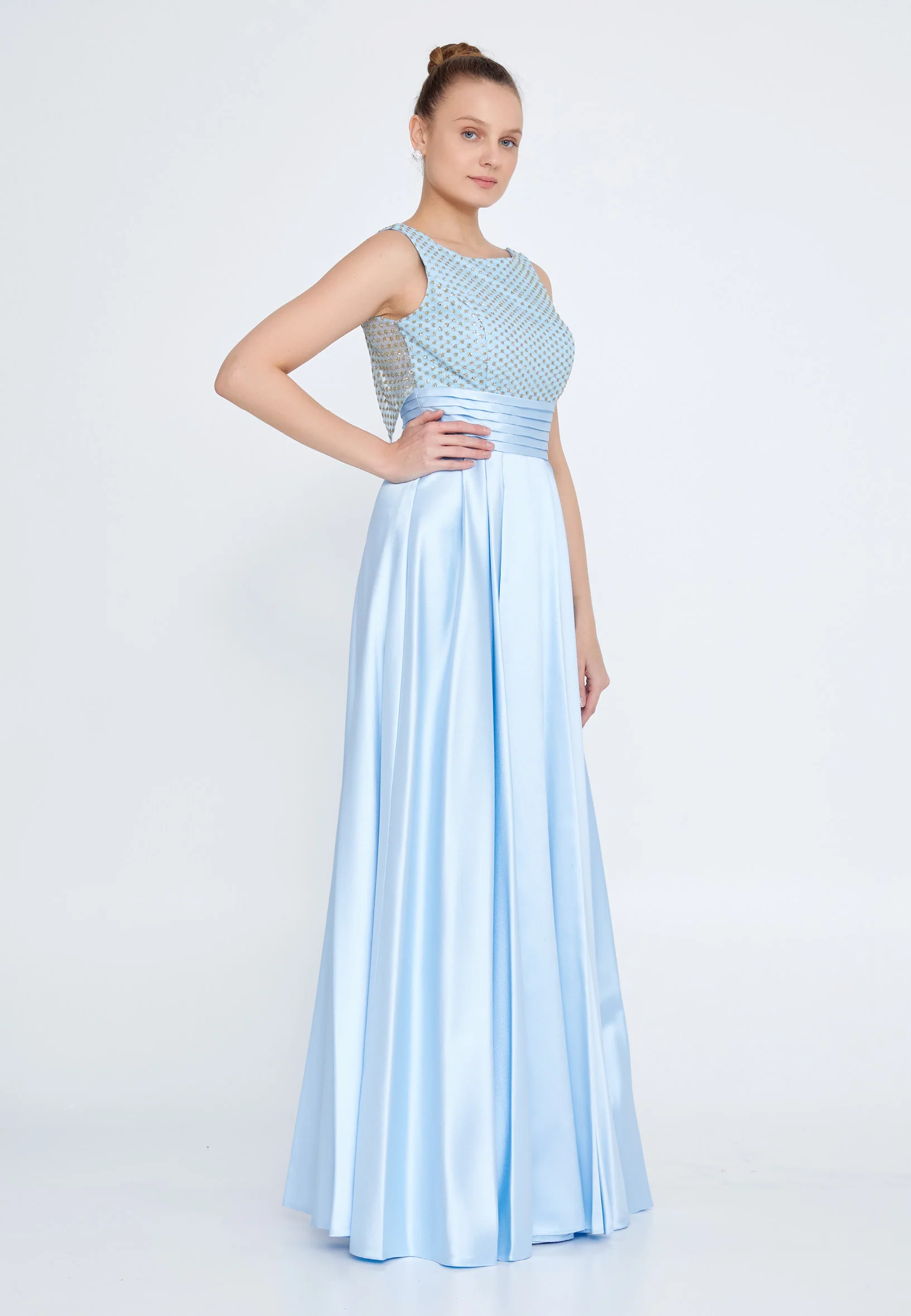 Sleeveless Maxi Satin A - Line Regular Prom Dress rmn2430 - Image 7