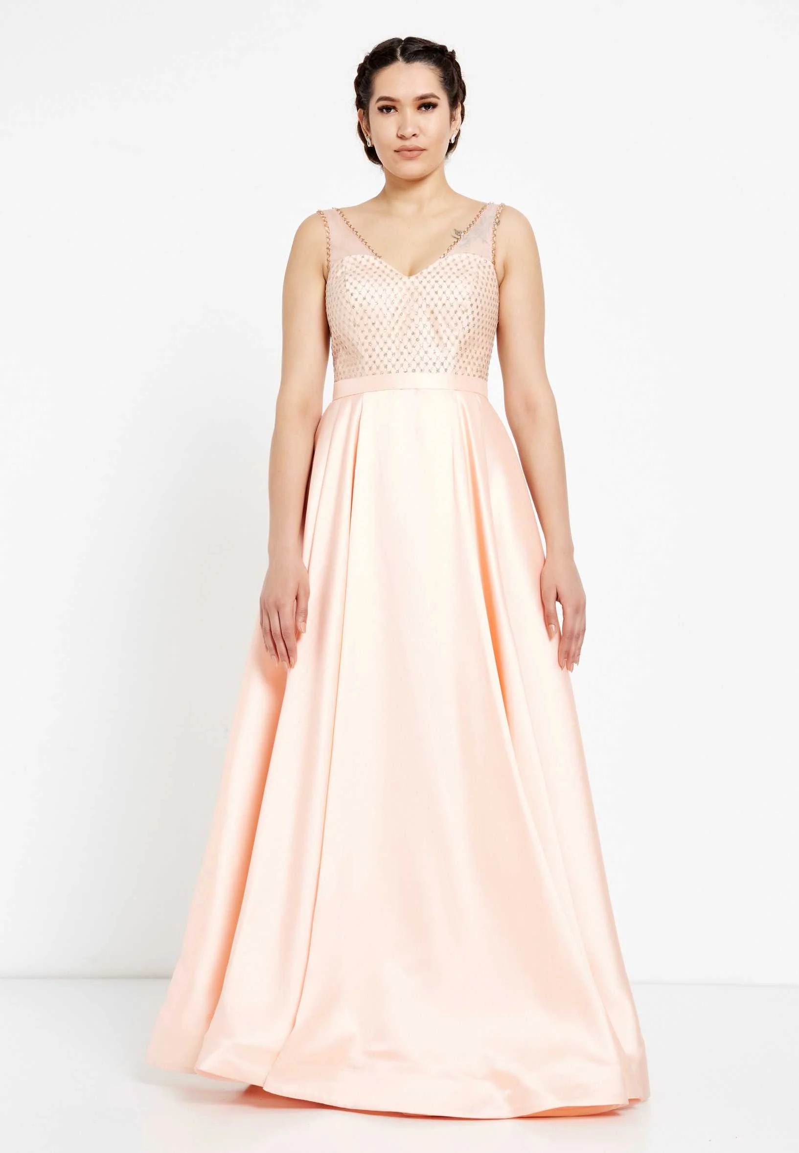 Sleeveless Maxi Satin A - Line Regular Prom Dress rmn2435 - Image 13