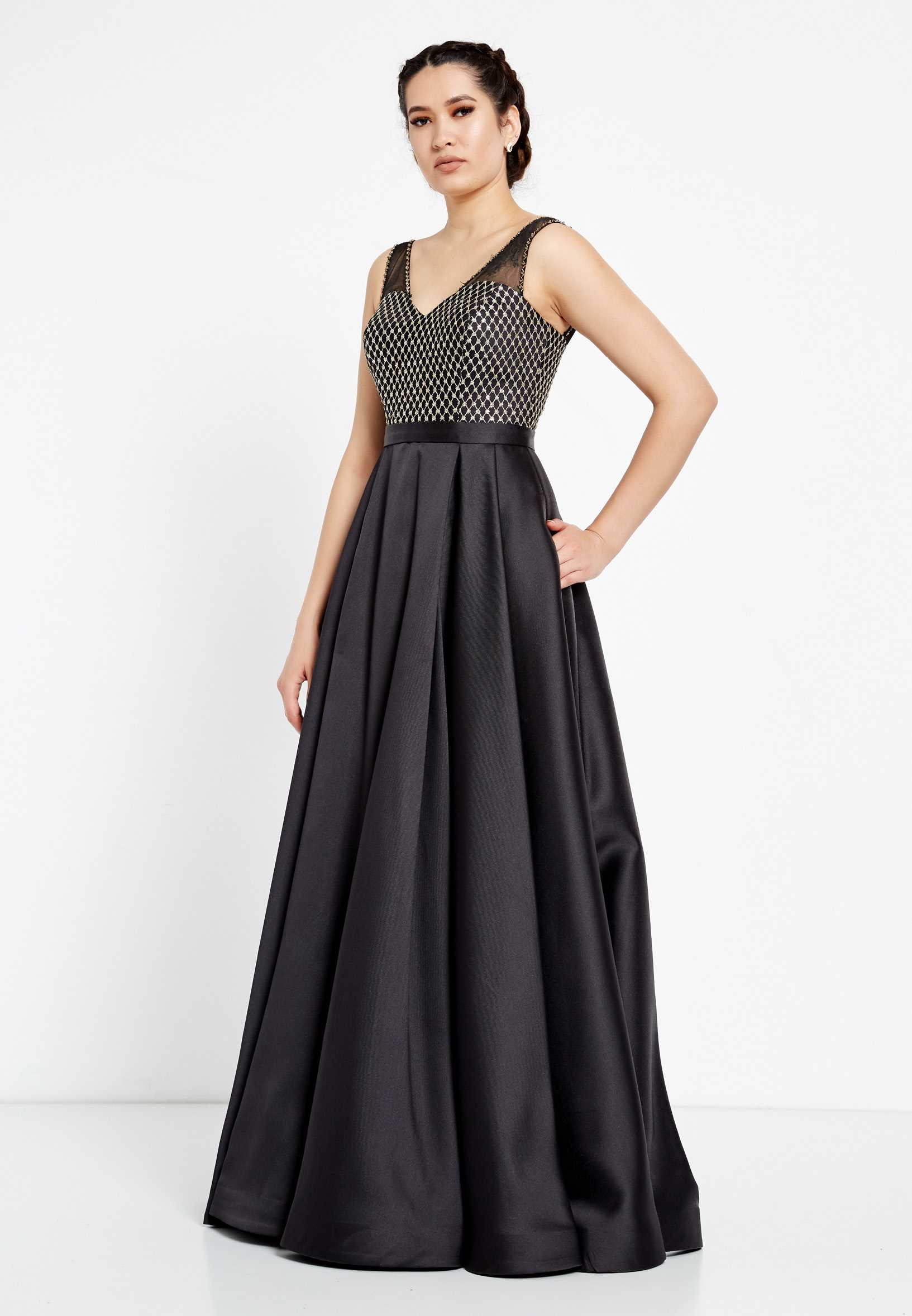 Sleeveless Maxi Satin A - Line Regular Prom Dress rmn2435 - Image 3