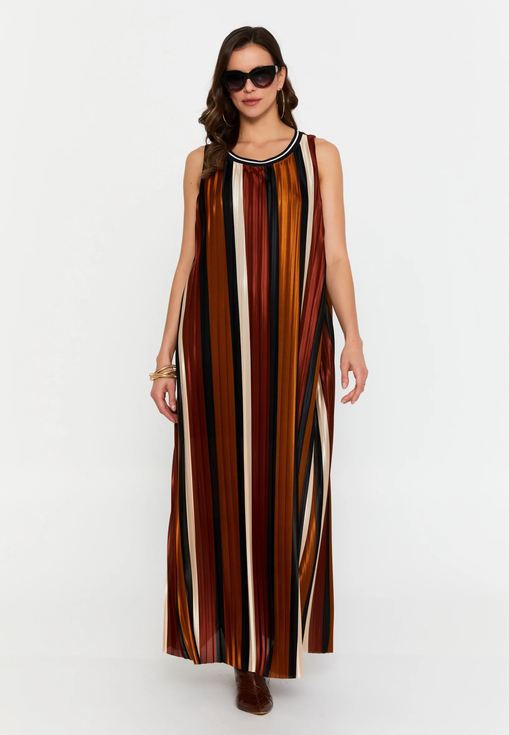 Sleeveless Maxi Satin Column Regular Casual Dress sea6333