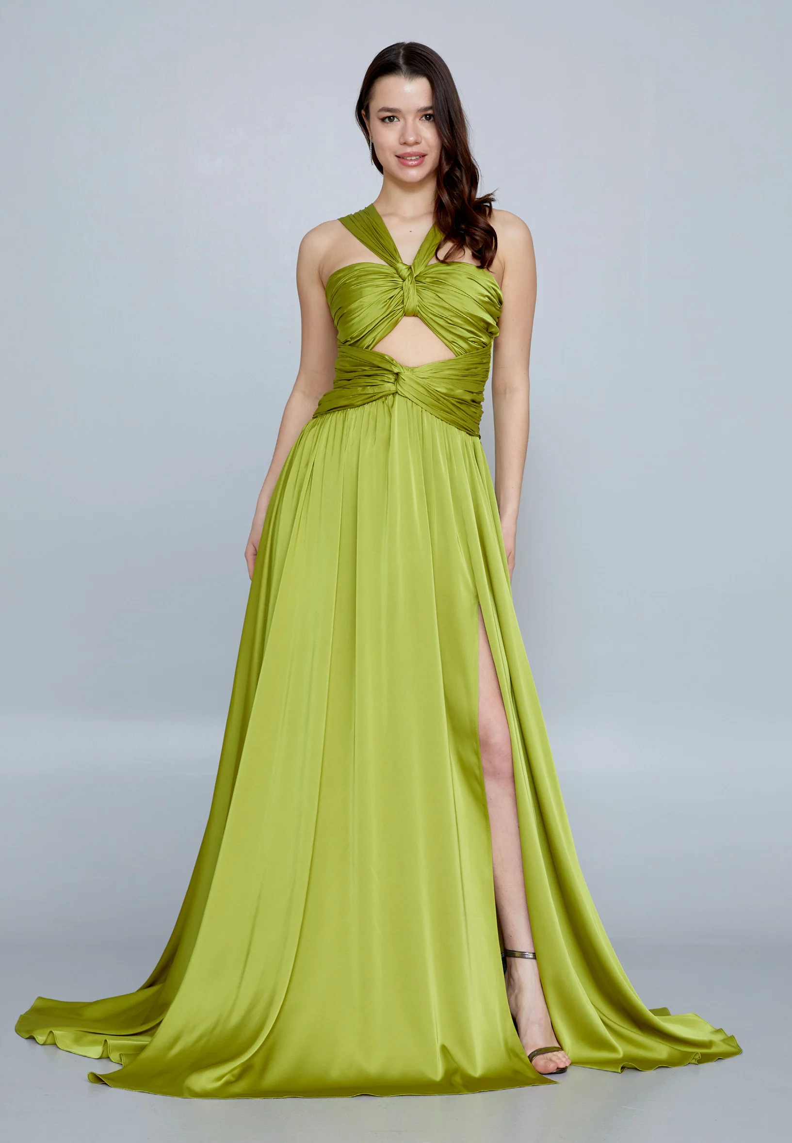 Sleeveless Maxi Satin Column Regular Evening Dress aln1621