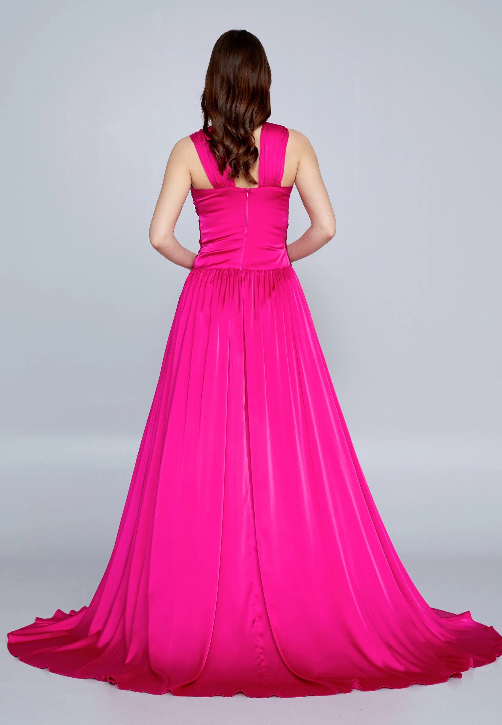 Sleeveless Maxi Satin Column Regular Evening Dress aln1621 - Image 10