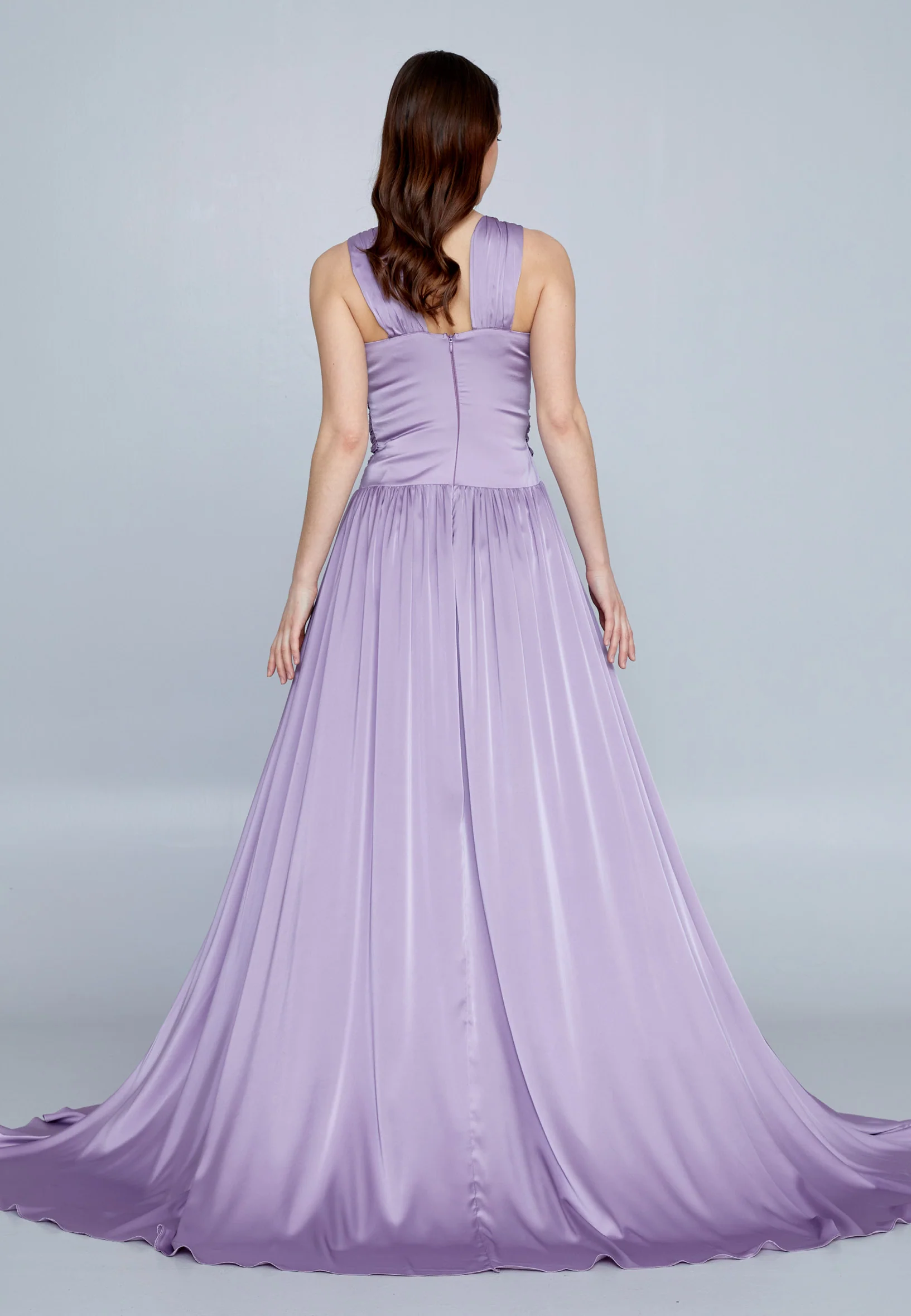 Sleeveless Maxi Satin Column Regular Evening Dress aln1621 - Image 14