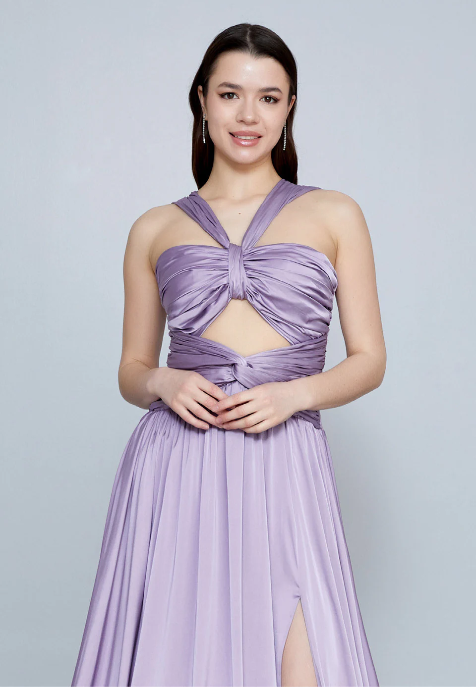 Sleeveless Maxi Satin Column Regular Evening Dress aln1621 - Image 16