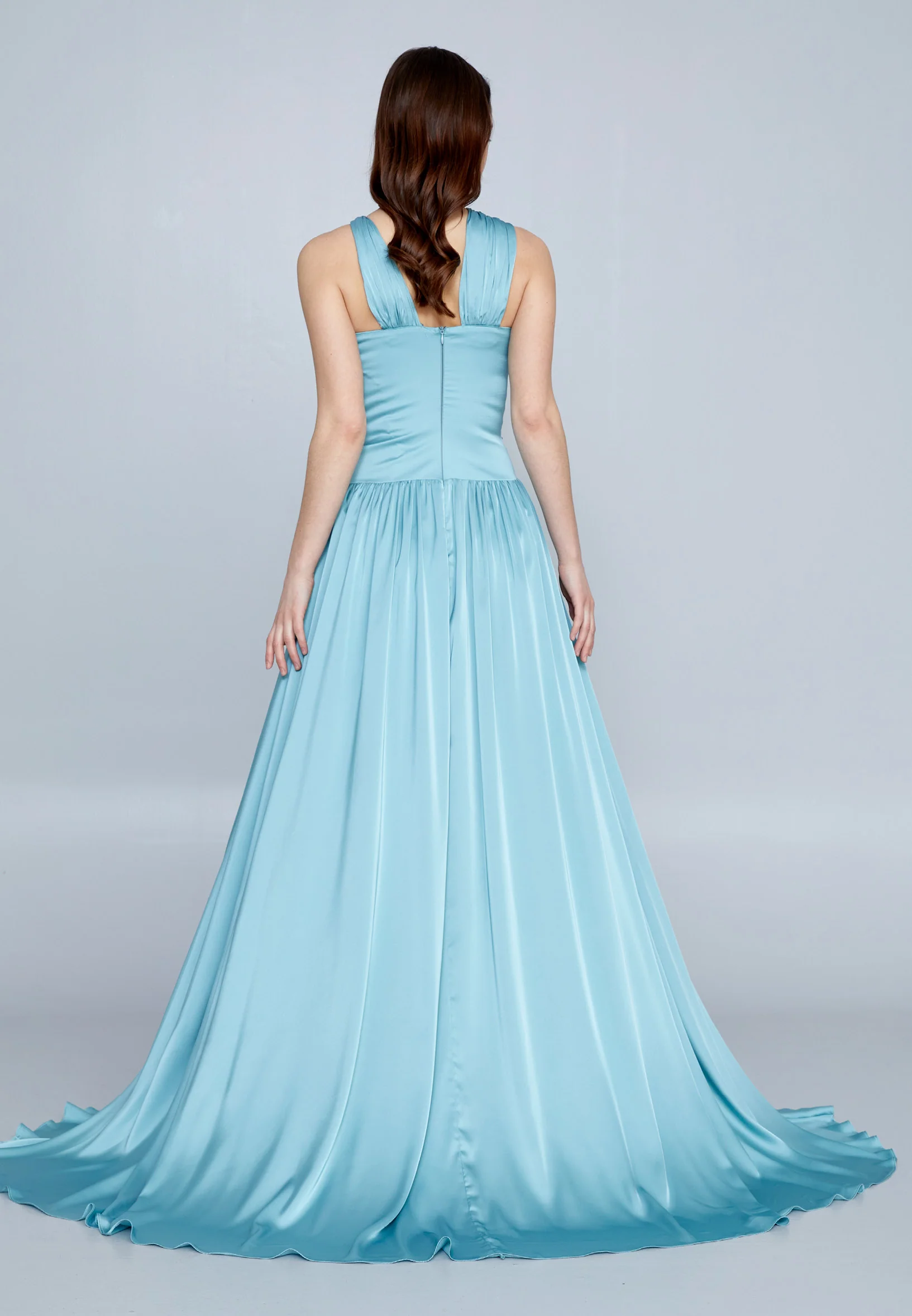 Sleeveless Maxi Satin Column Regular Evening Dress aln1621 - Image 18