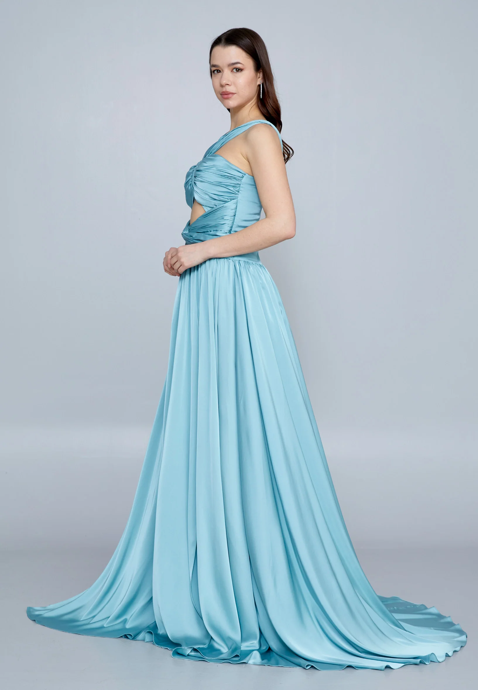 Sleeveless Maxi Satin Column Regular Evening Dress aln1621 - Image 19