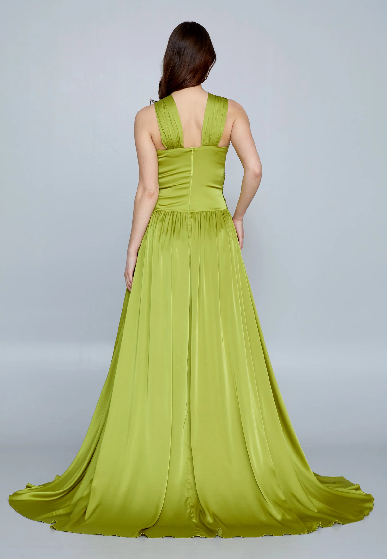 Sleeveless Maxi Satin Column Regular Evening Dress aln1621 - Image 2
