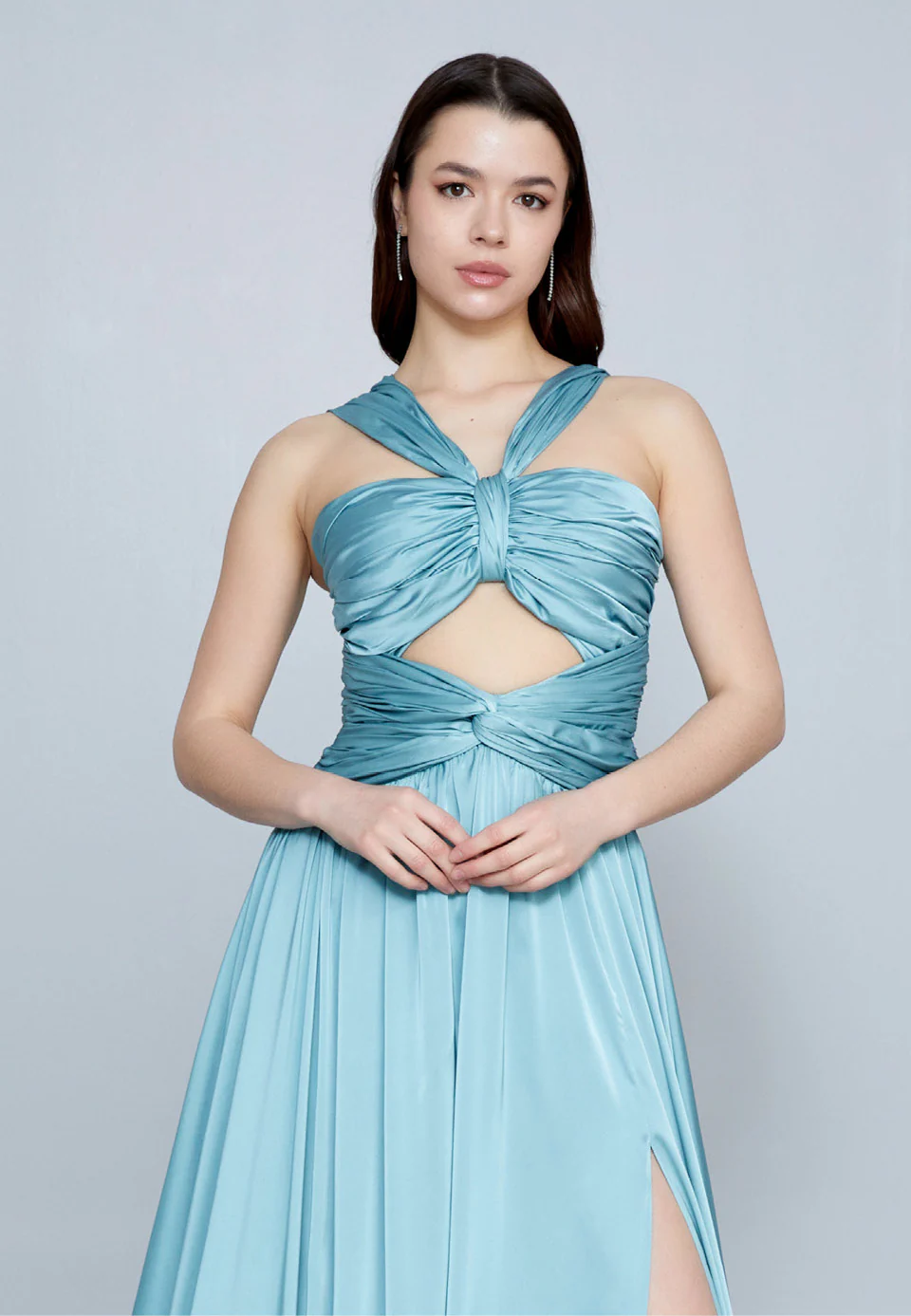 Sleeveless Maxi Satin Column Regular Evening Dress aln1621 - Image 20