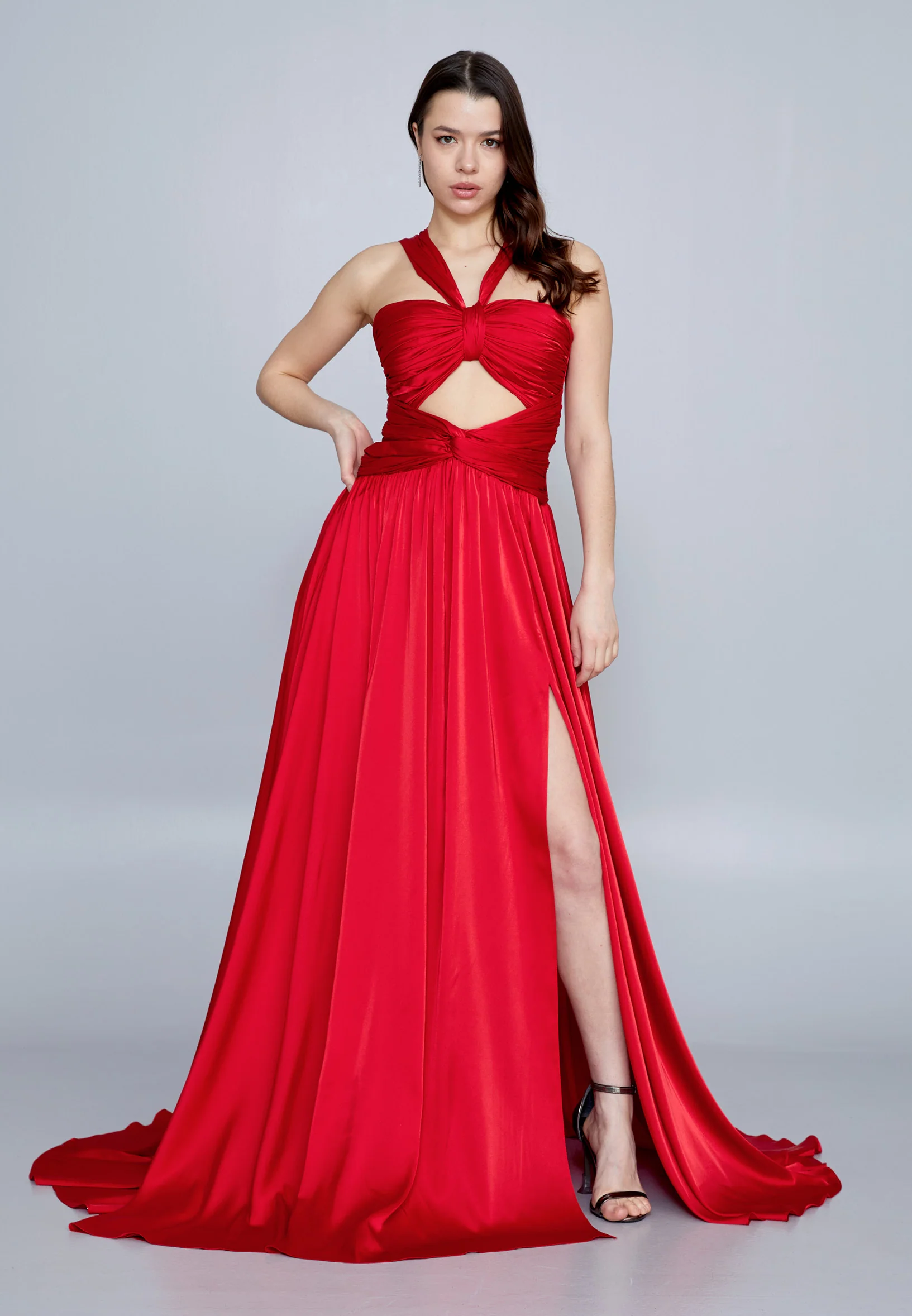 Sleeveless Maxi Satin Column Regular Evening Dress aln1621 - Image 21