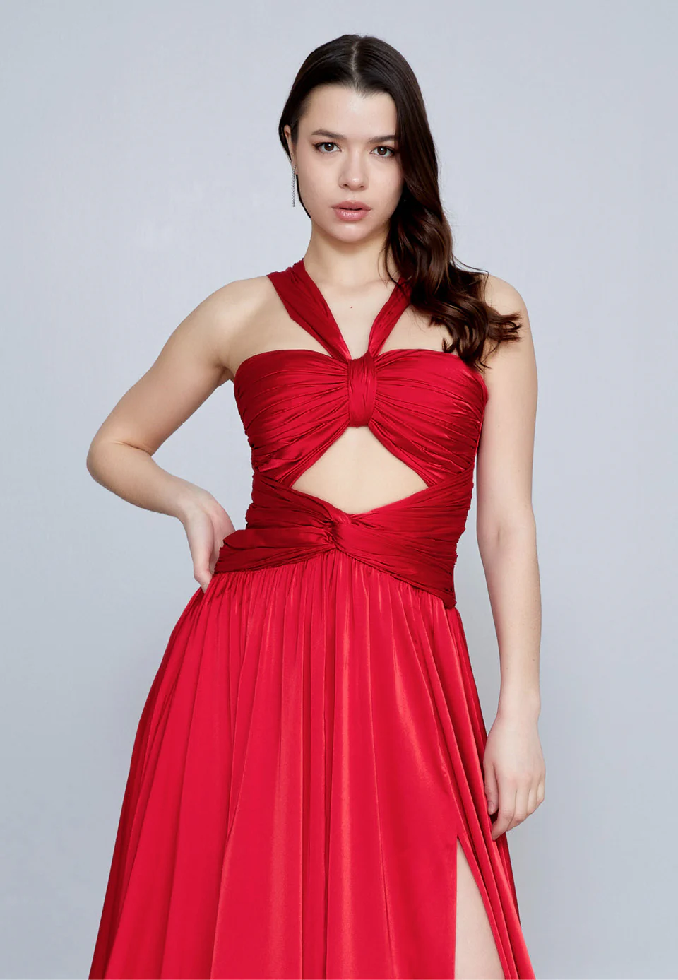 Sleeveless Maxi Satin Column Regular Evening Dress aln1621 - Image 24